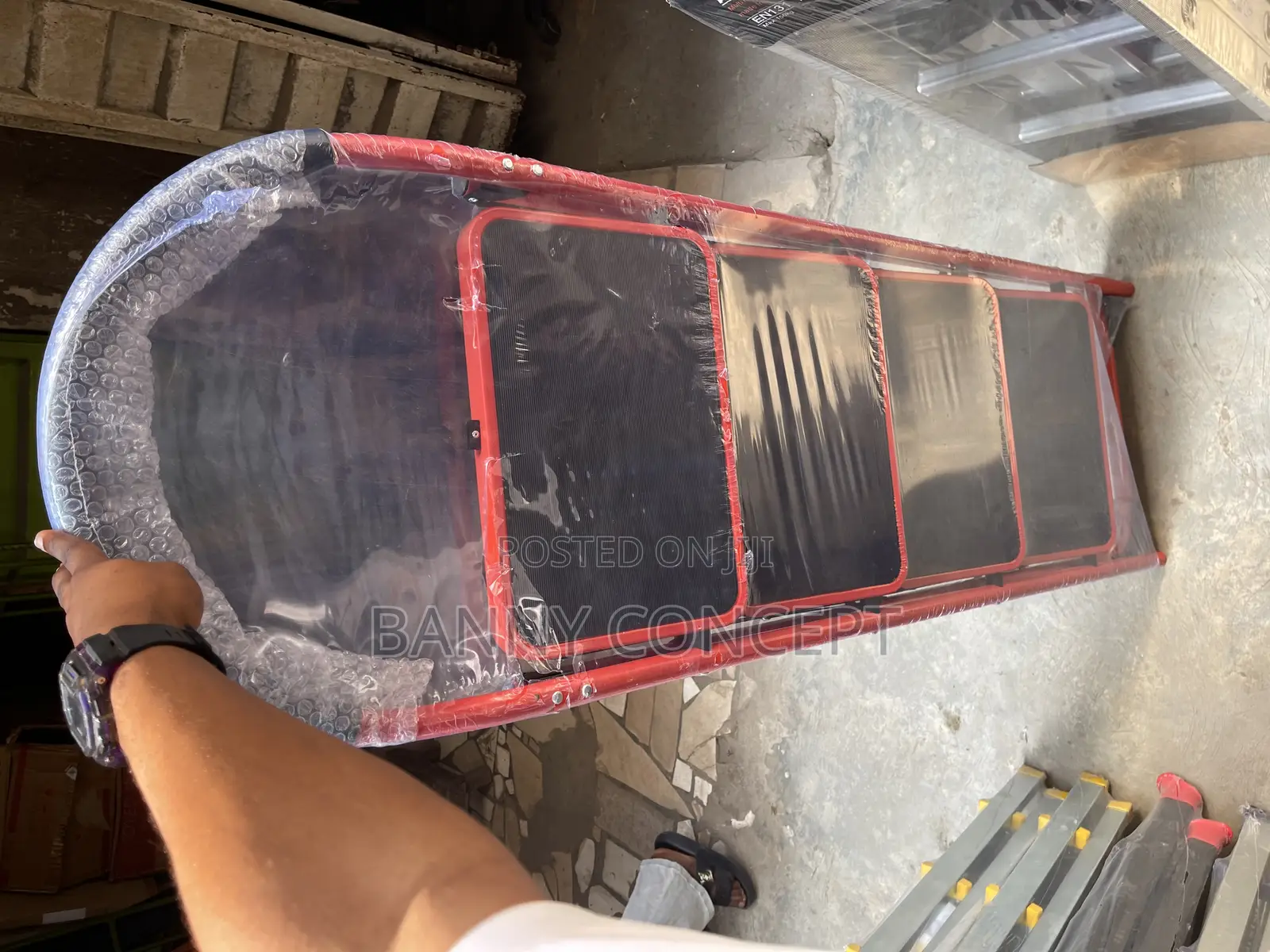 4 Step Red and Black Folding Ladder