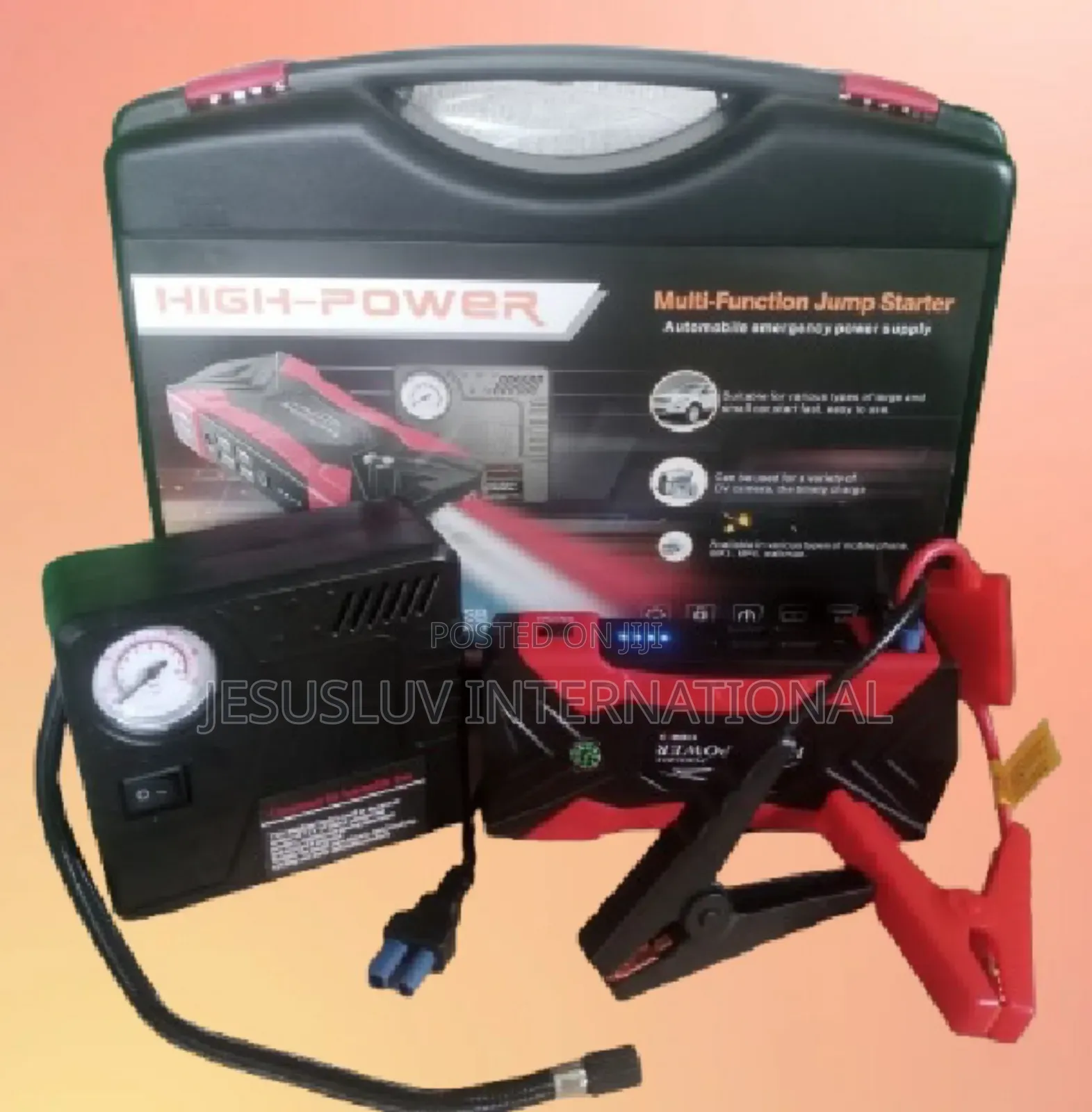 4-in-1 Car Jump Starter With Air Compressor & 4 Usb For Charging
