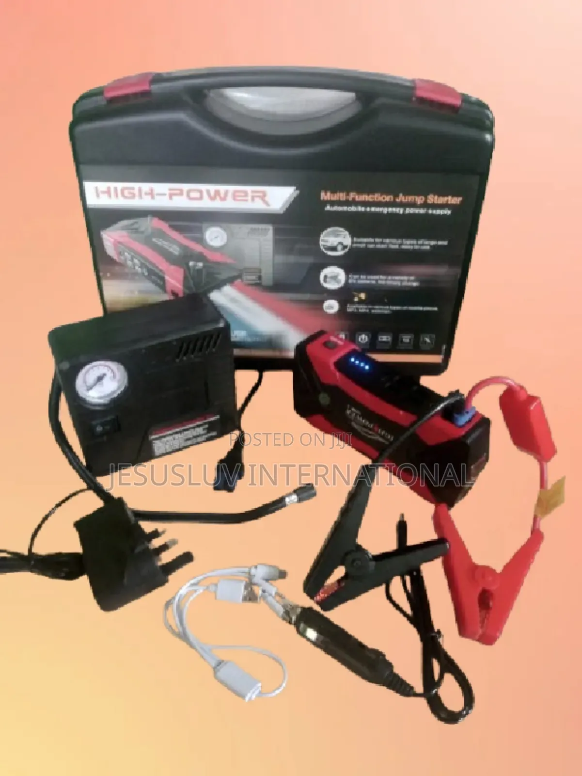 4-in-1 Car Jump Starter With Air Compressor & 4 Usb For Charging