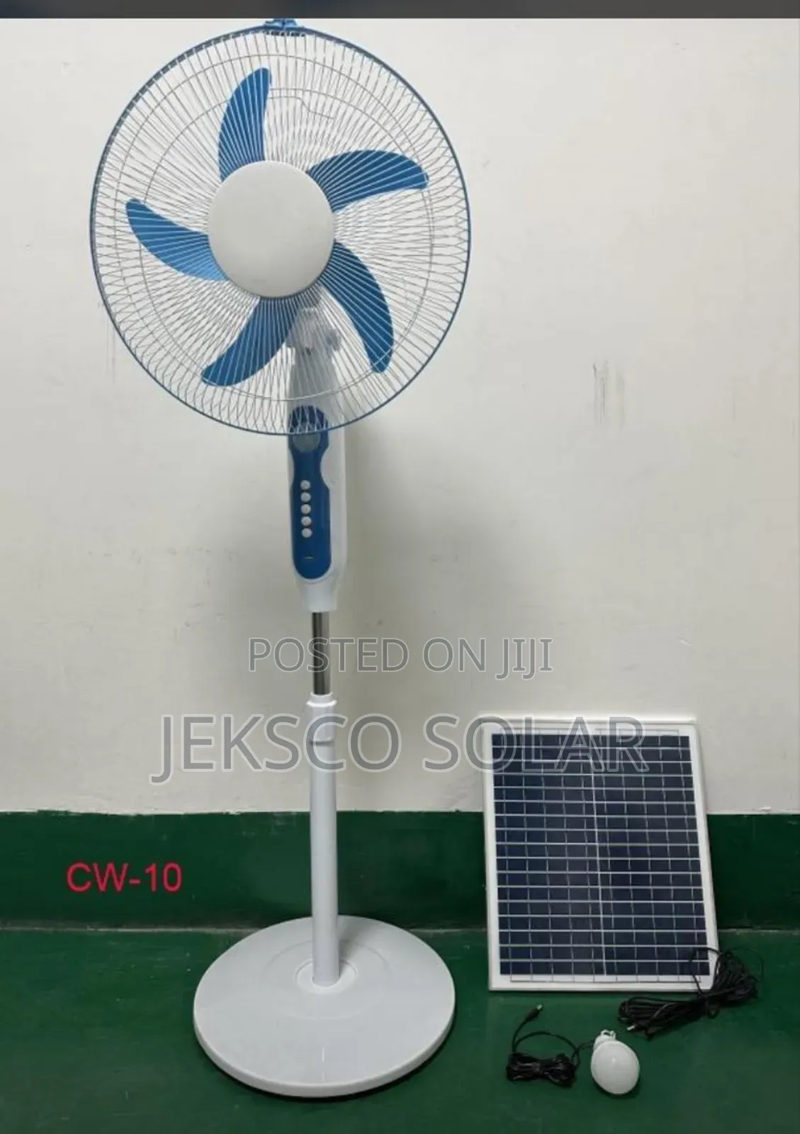 Solar Fan Rechargeable Standing Fan, Yobolife.