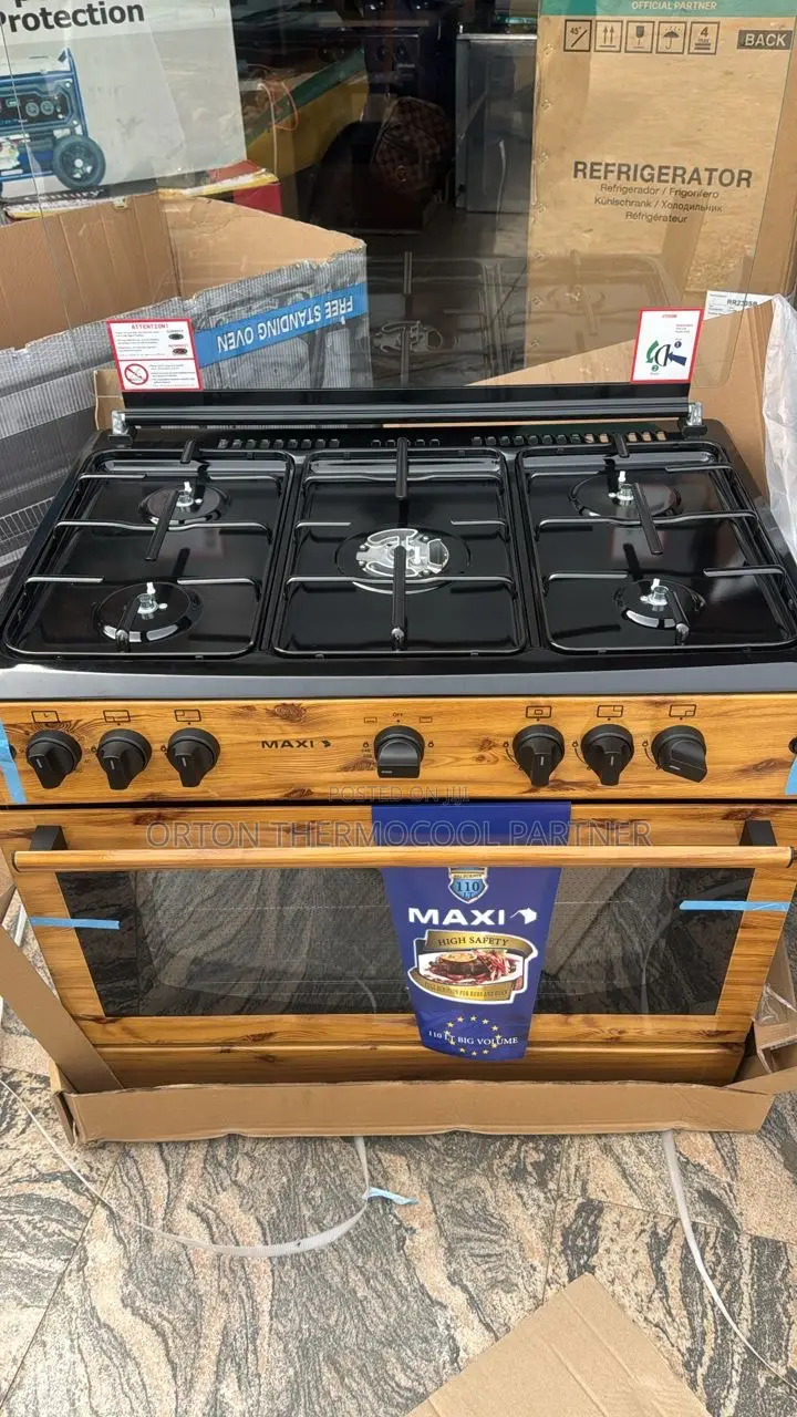 Maxi Standing Gas Cooker Wooden 5 Burner