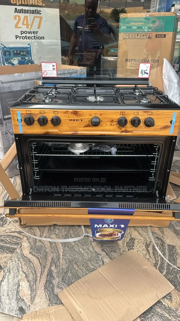 Maxi Standing Gas Cooker Wooden 5 Burner