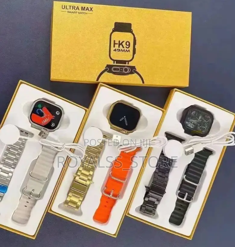 Hk9 Ultra Max Smart Watch Bt – Wireless Charging-Silver Set
