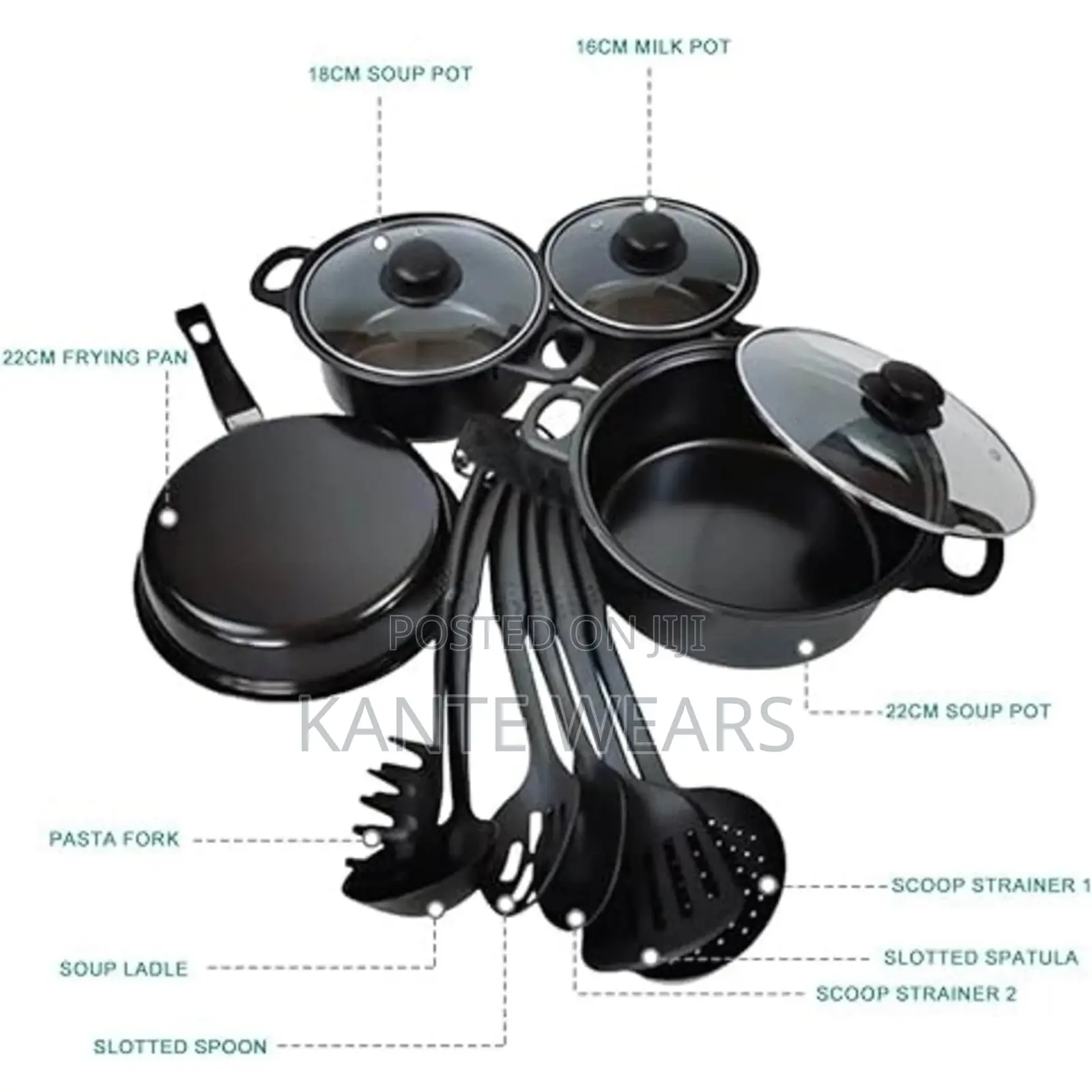 Non-Stick Pots and Pans Set 13-Pieces - Black