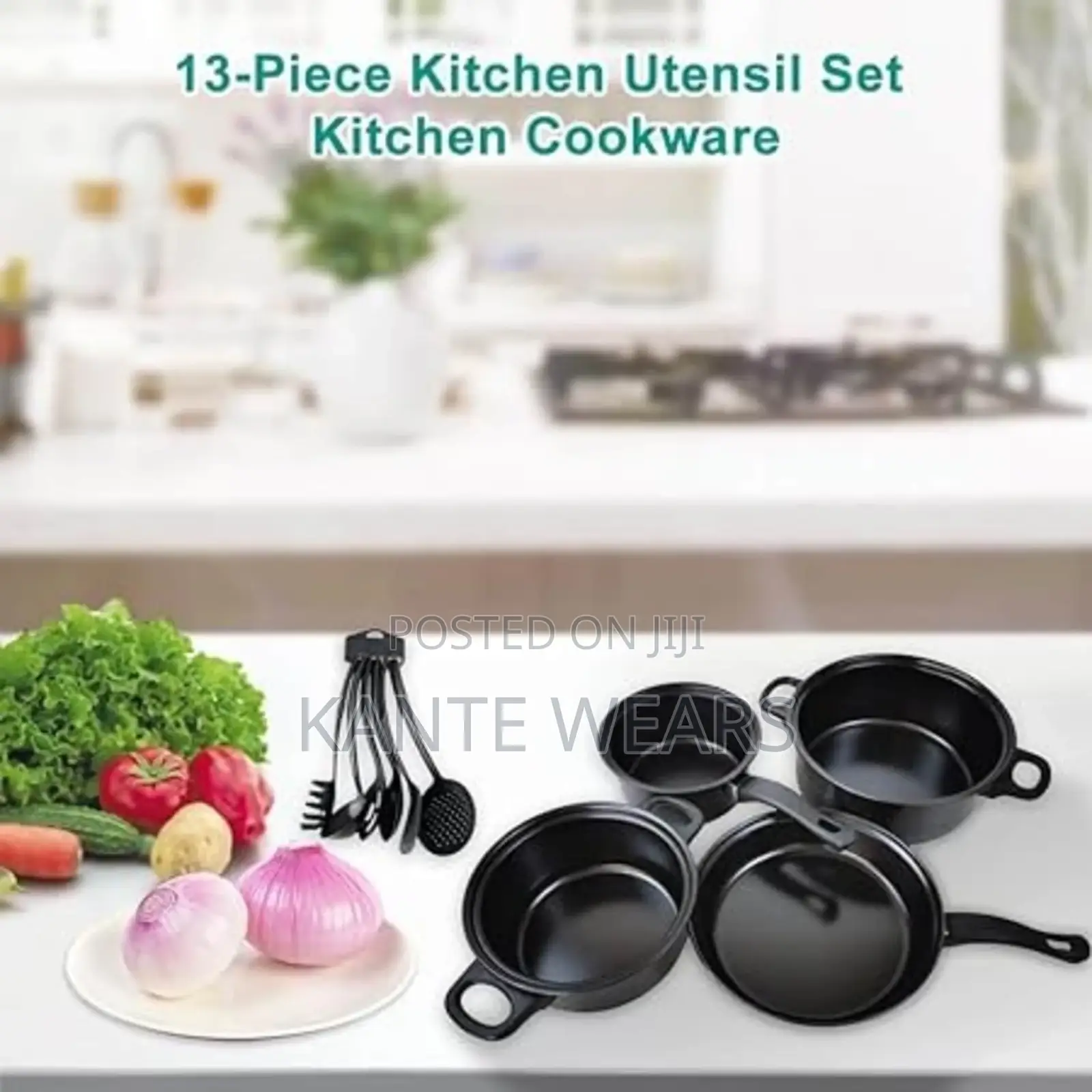 Non-Stick Pots and Pans Set 13-Pieces - Black