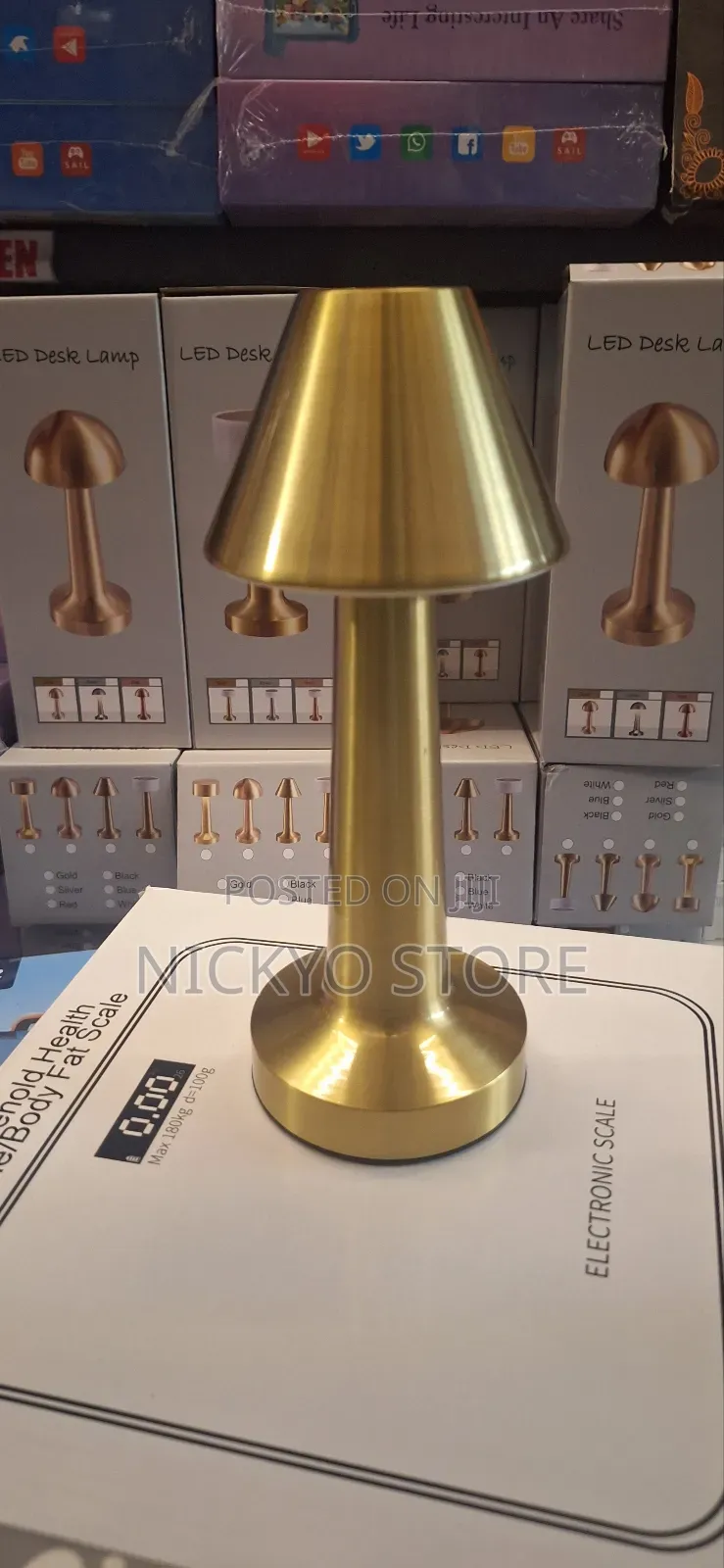 Elegant Rechargeable Led Table Lamp (Gold Finish)