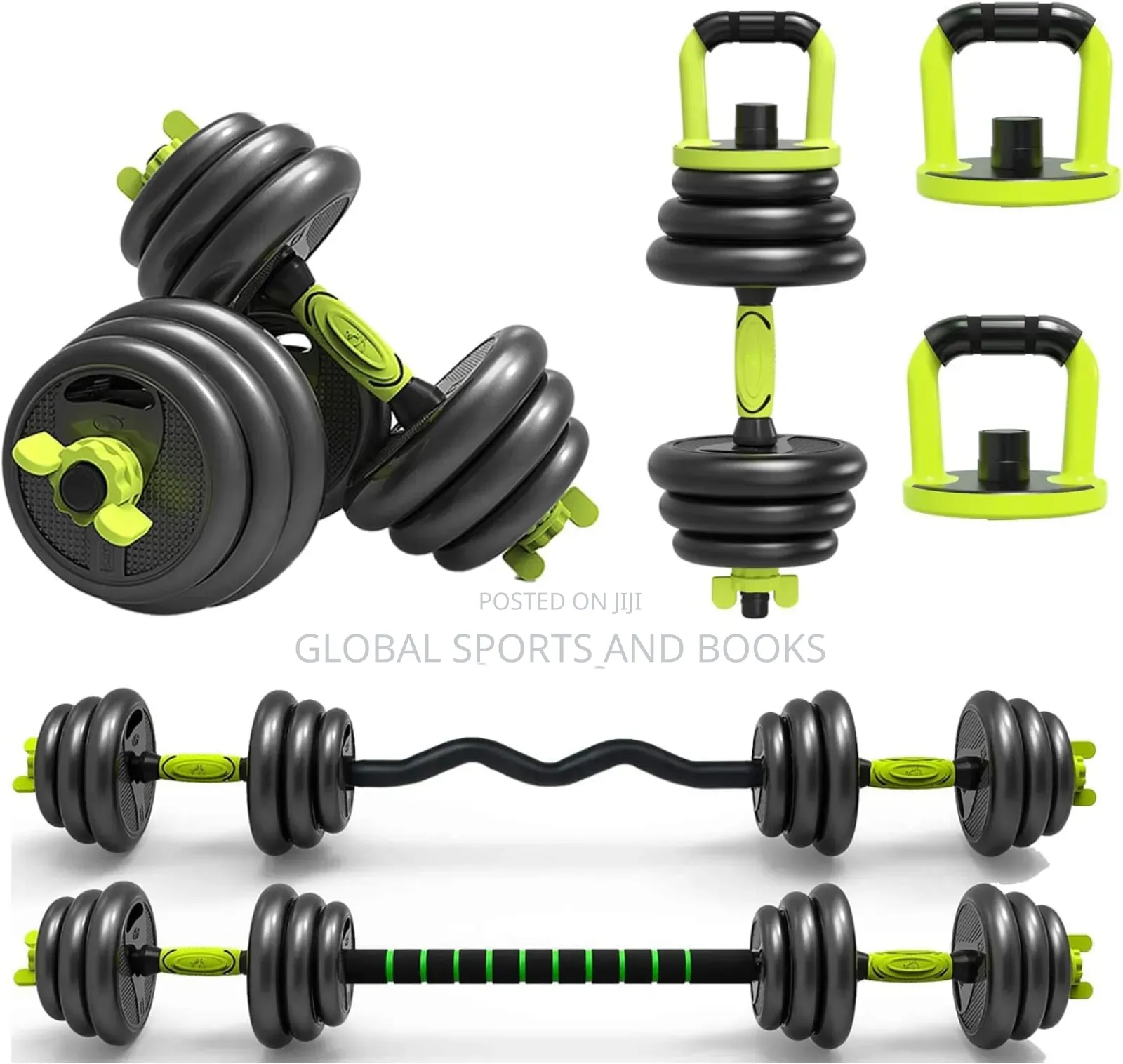 8 In 1 40kg Dumbbell , Barbell, Curve Barbell ,Pushup, Absroller Etc