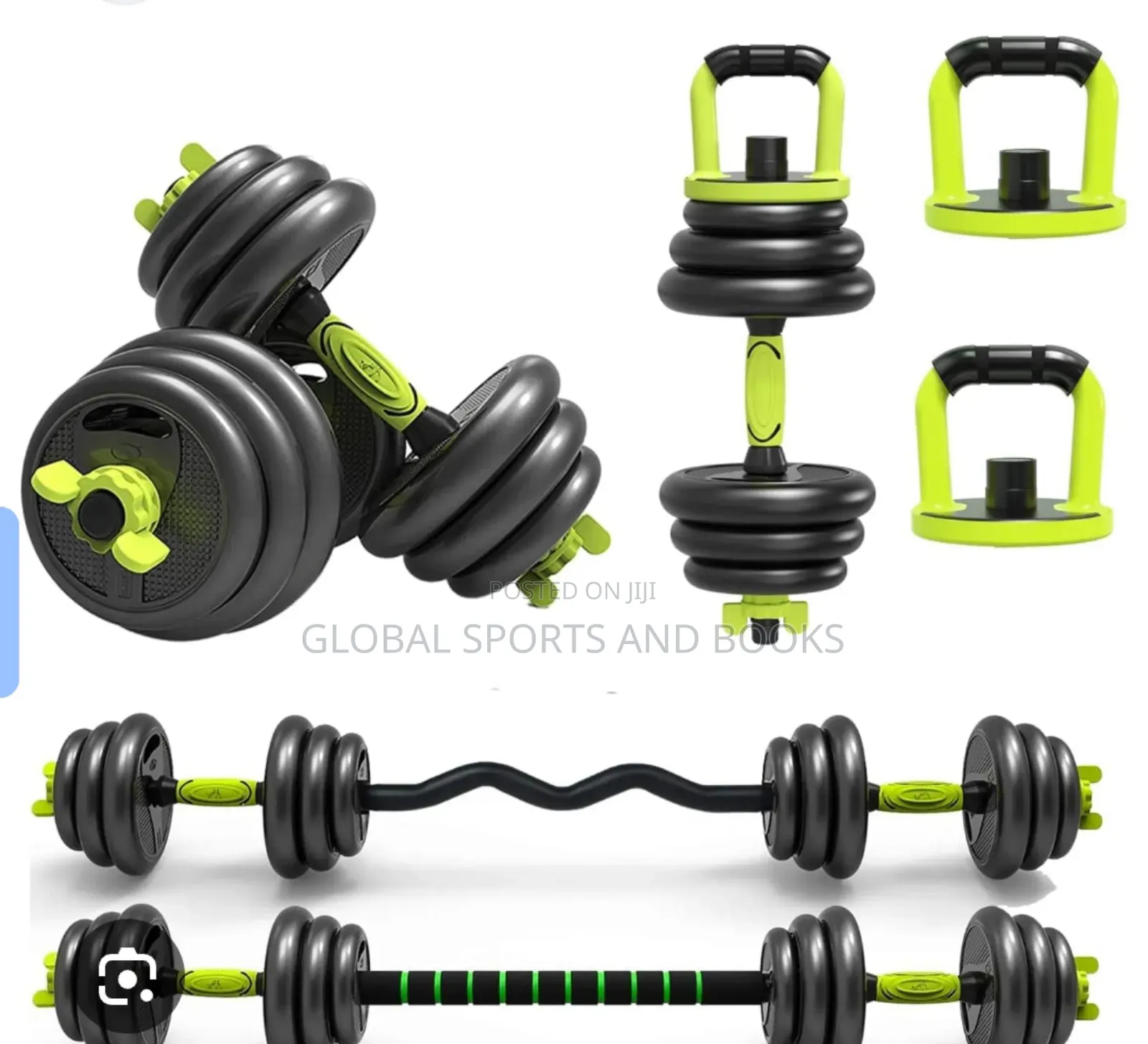 8 In 1 40kg Dumbbell , Barbell, Curve Barbell ,Pushup, Absroller Etc