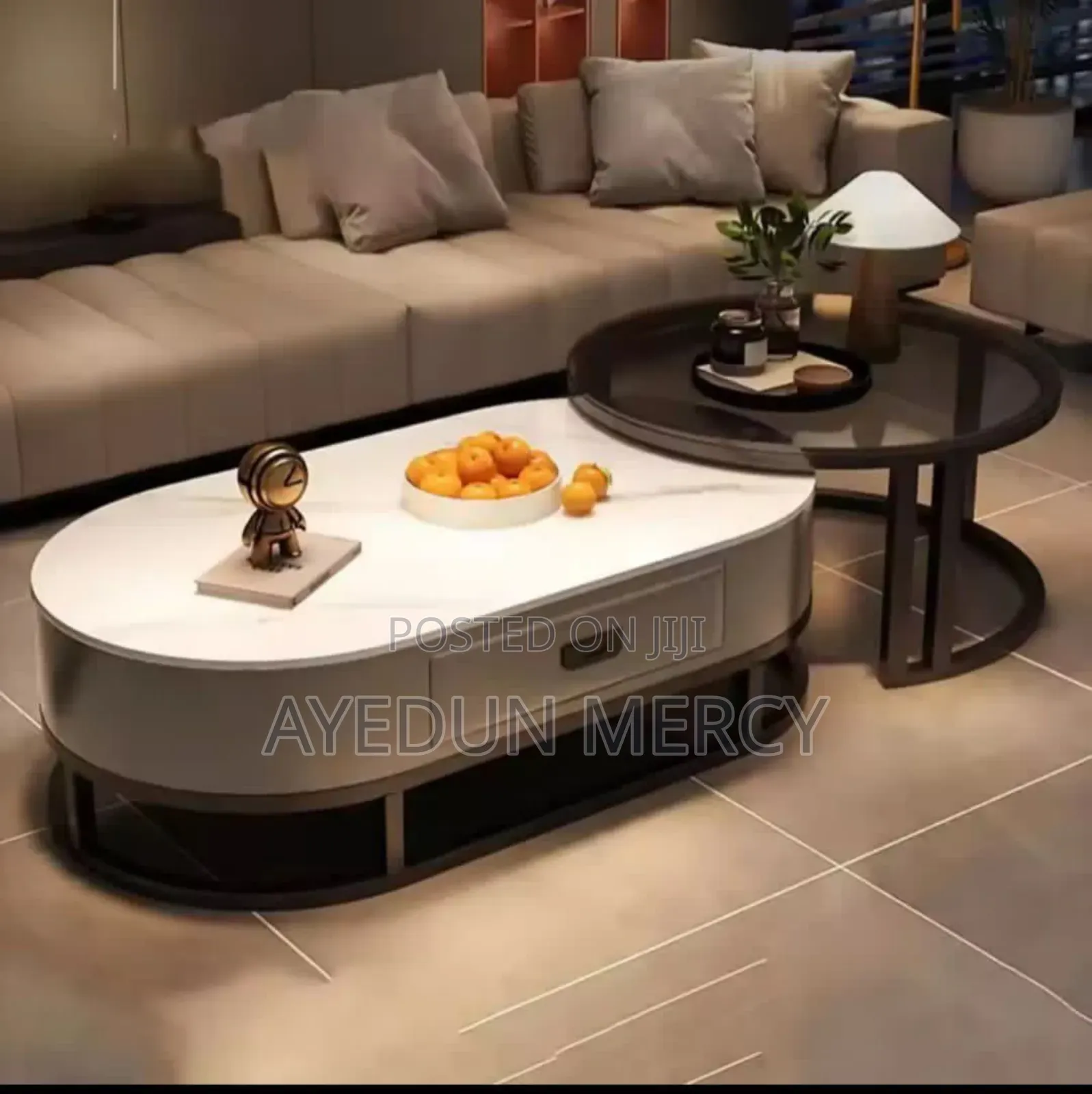 Mable Oval Center Table With Drawer