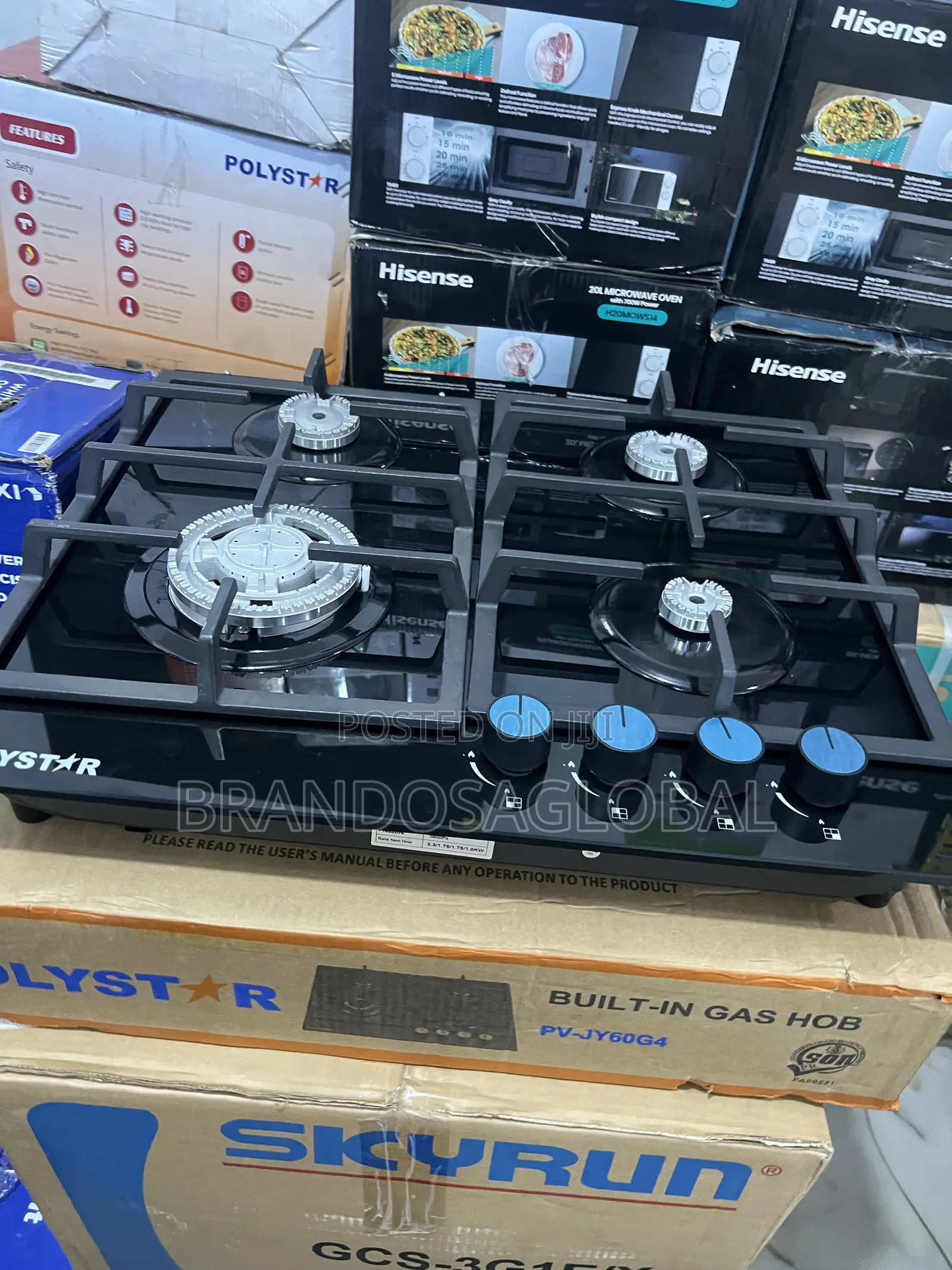 Polystar Built-in 4 Burner Gas Hob Pv-Gt60g4 Stable Burner Support