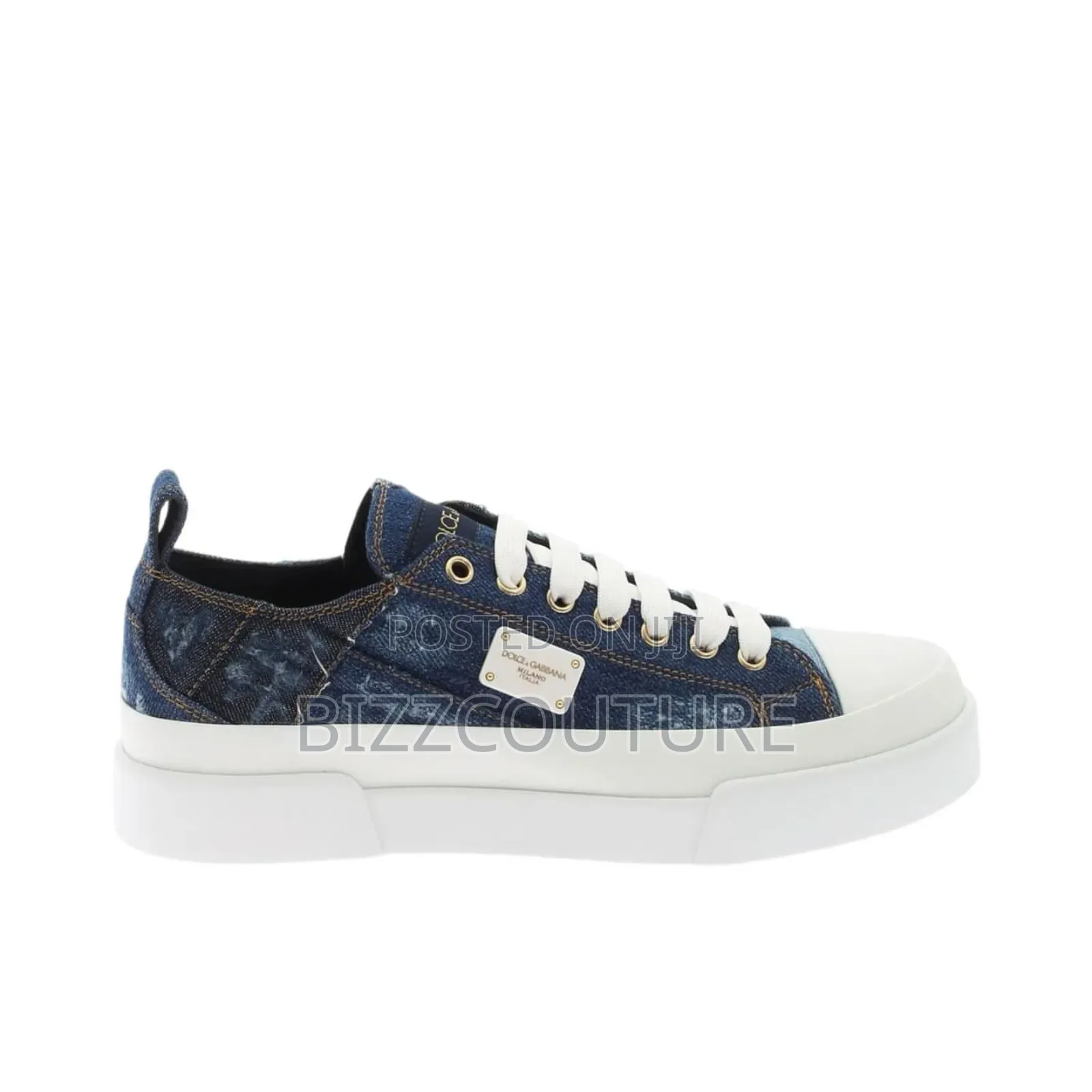 Original Dolce Gabbana Patchwork Denim Sneakers Available in Store