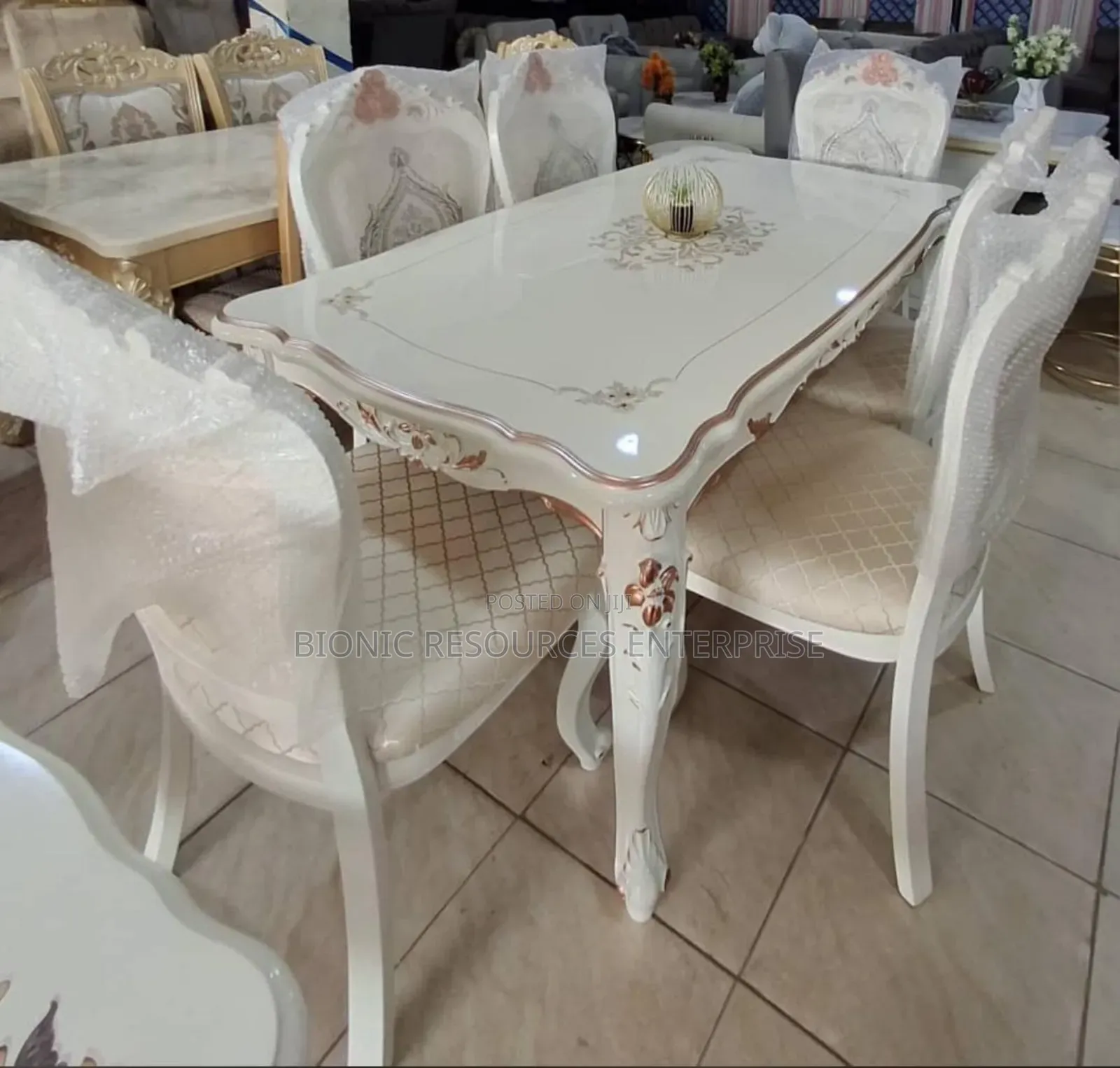 White Royal Dining Table Set With 6 Seaters