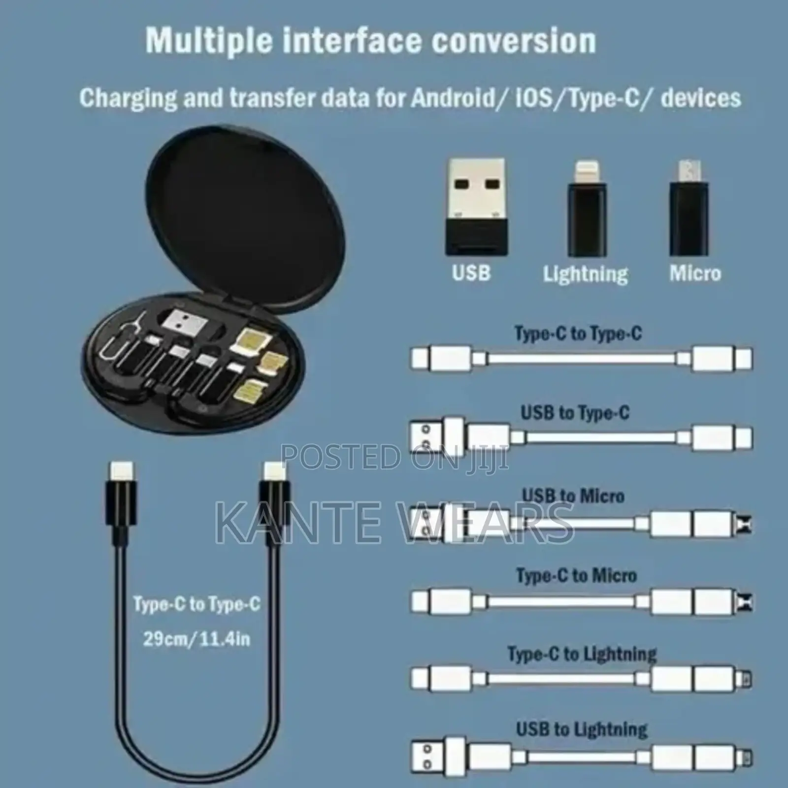 Multiple Interface Data Cable - Android/Ios/Type C - Black
