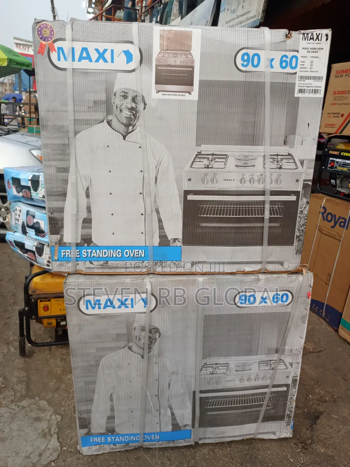 Maxi Gas Cooker 60×90 Cm (5 Burners) Inox