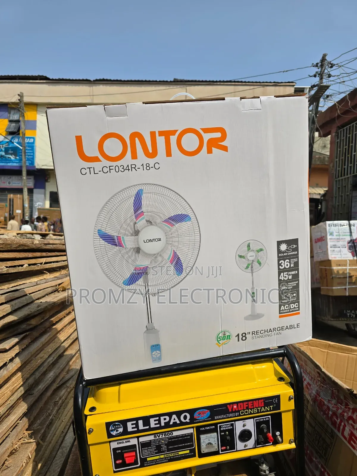 A Brand New Lontor Rechargeable Standing Fan 18inche