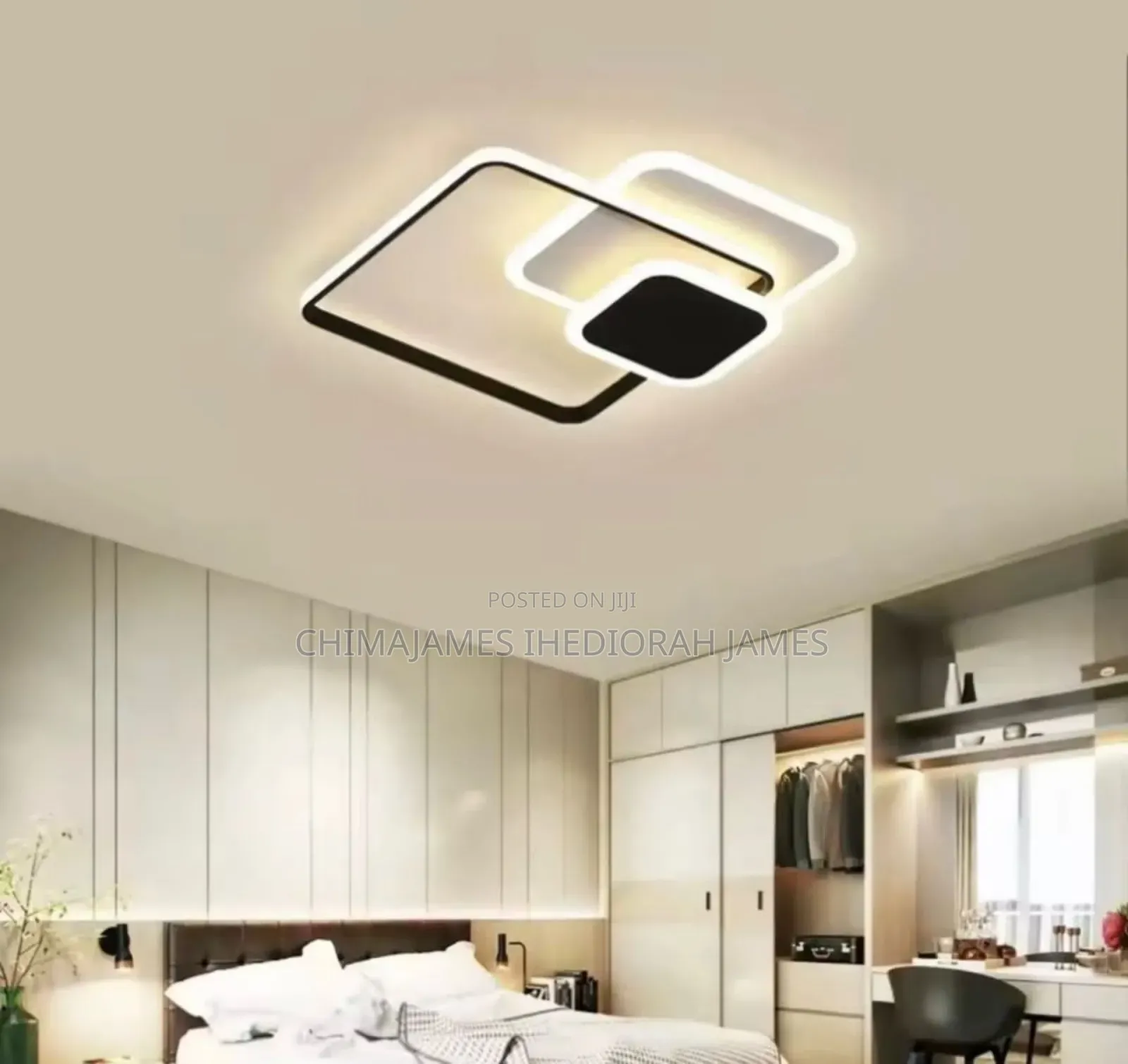 Abs + Metal Ceiling Light Minimalist Bedroom Lamp 3-Color Dimmable