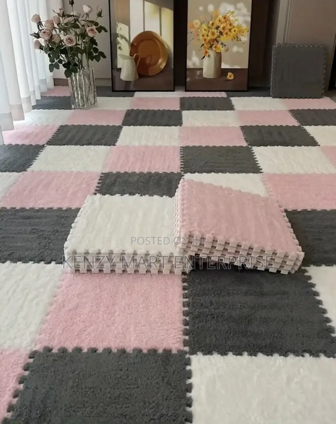 Easy Install Interlocking Carpet Tiles for Kids Bedroom Floor