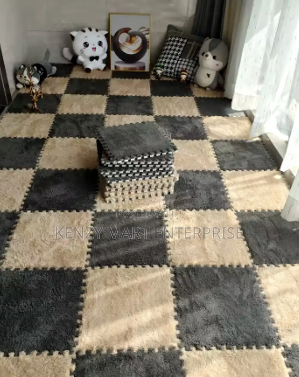 Easy Install Interlocking Carpet Tiles for Kids Bedroom Floor