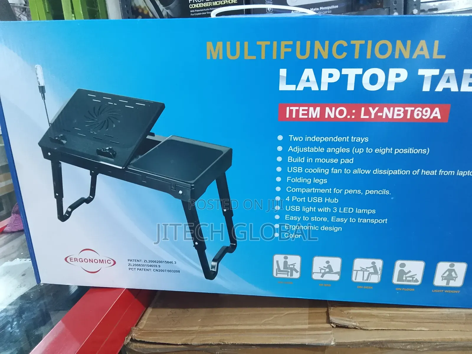 Multifunctional Laptop Table With Built-in Cooling Fan