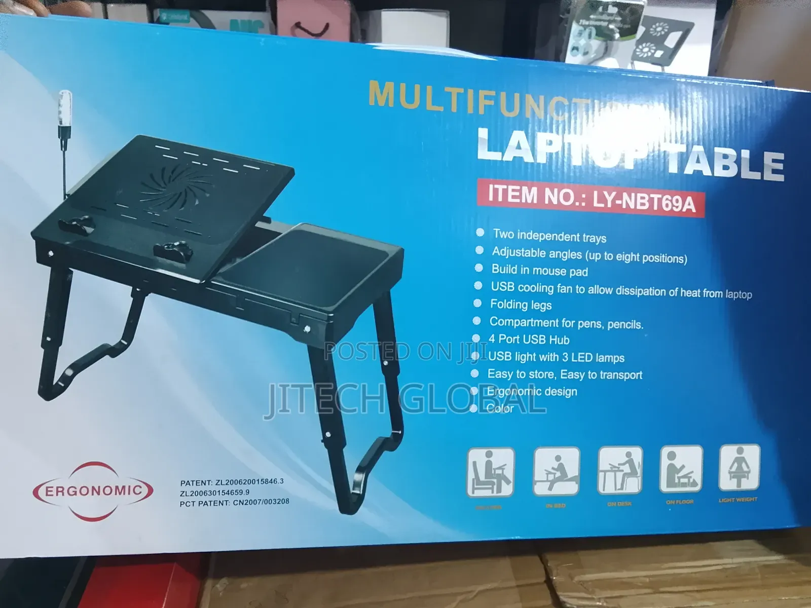 Multifunctional Laptop Table With Built-in Cooling Fan