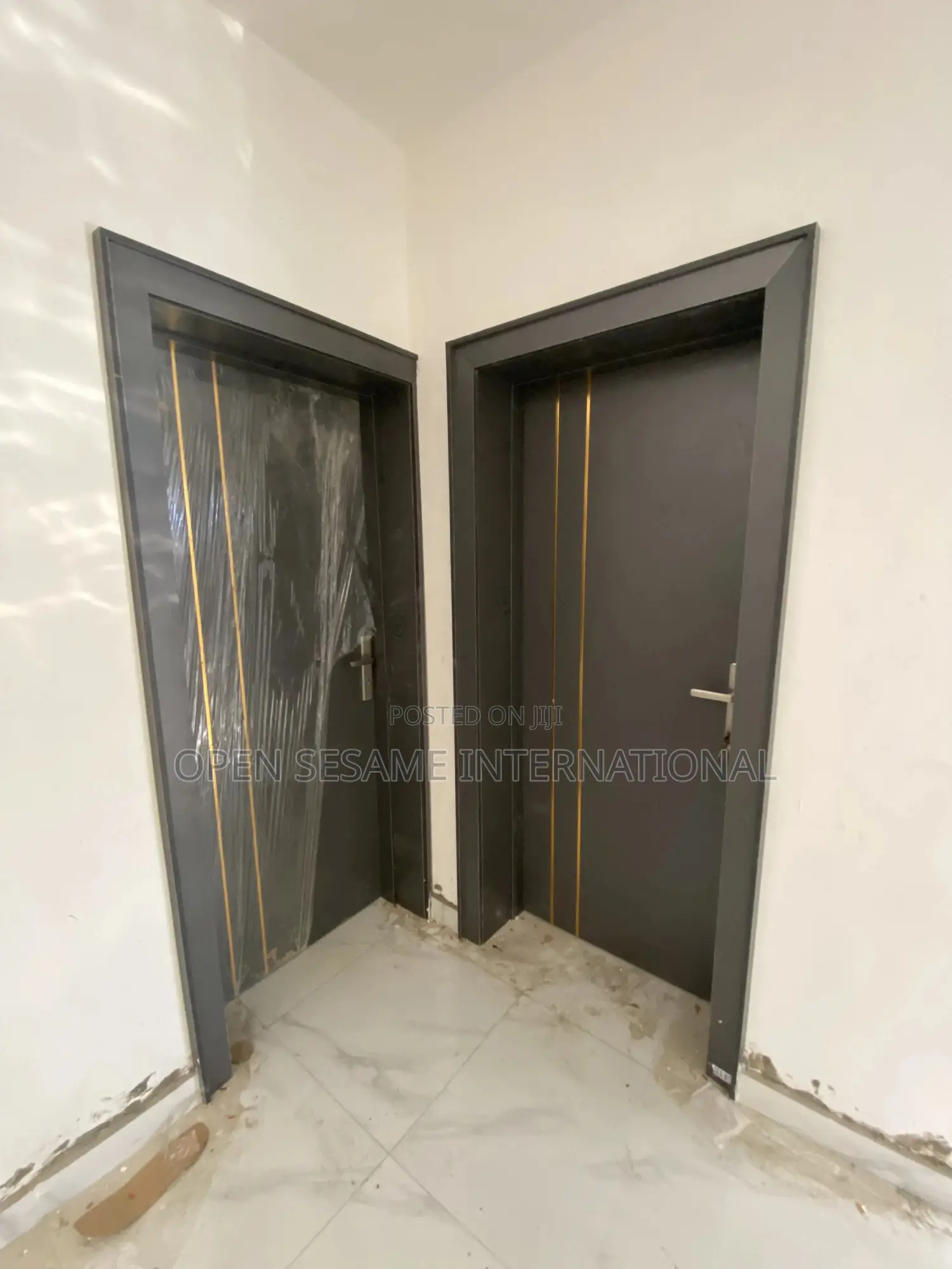 HDF Door Dark Grey With Gold Chrome