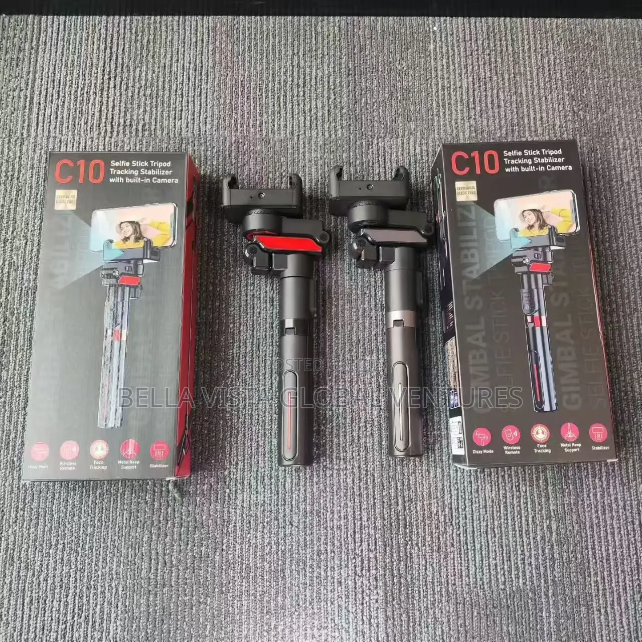 C10 Selfie Stick Tripod Tracking Stabilizer With Built-in Camera