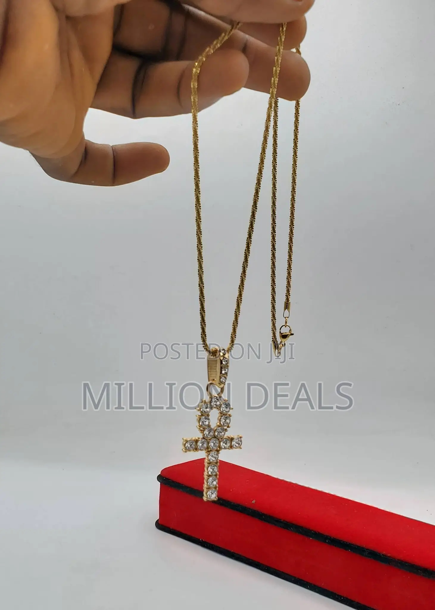 Polished Steel Men’S Neckpiece With Pendant Gold