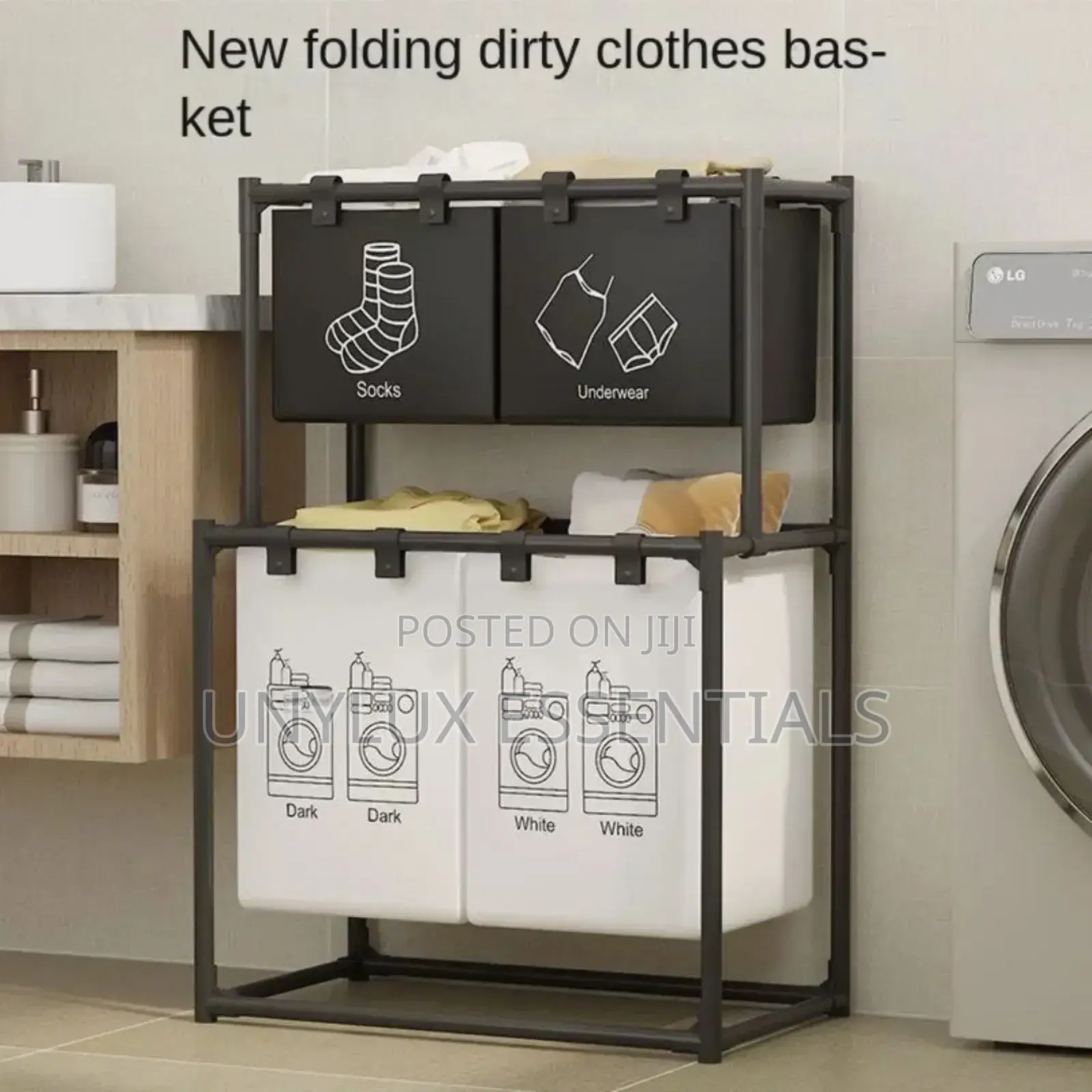 Double Layer 4 Compartment Laundry Basket