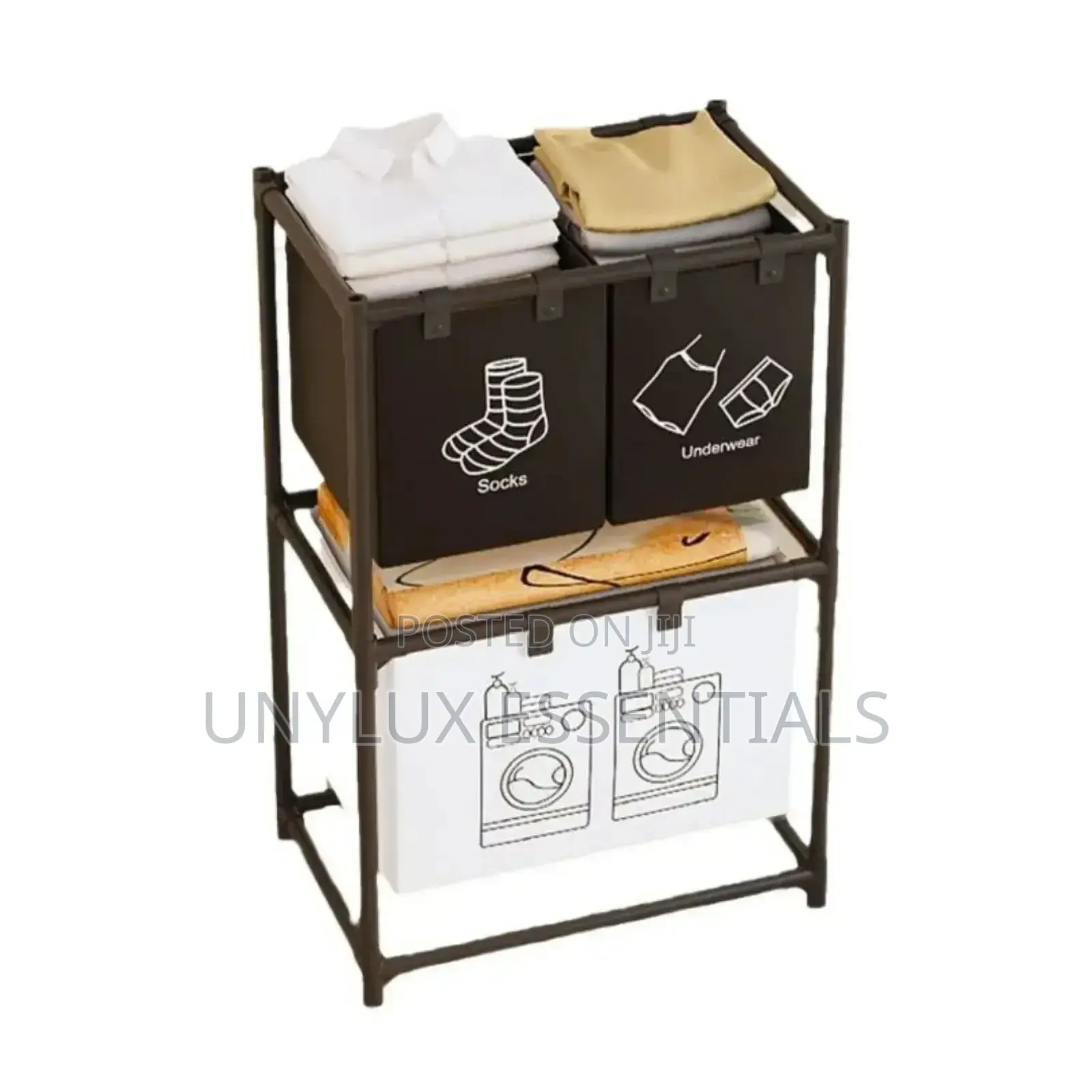 Double Layer 4 Compartment Laundry Basket