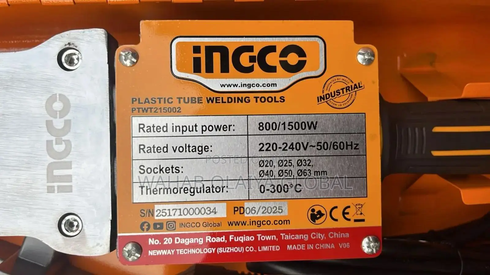 Ingco Plastic Tube Welding Tool 1500w (20–63mm)
