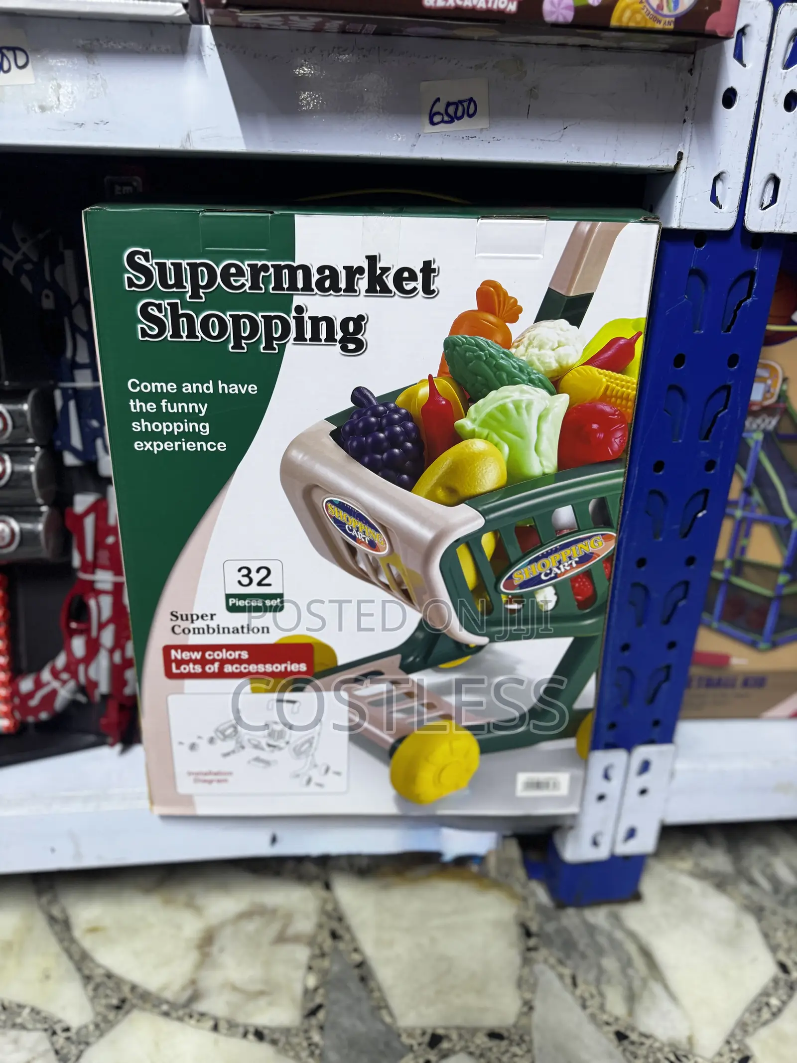 Children's Supermarket Shopping Cart Play Set.