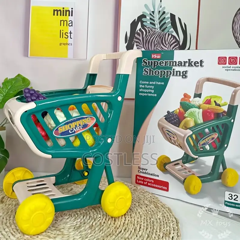 Children's Supermarket Shopping Cart Play Set.