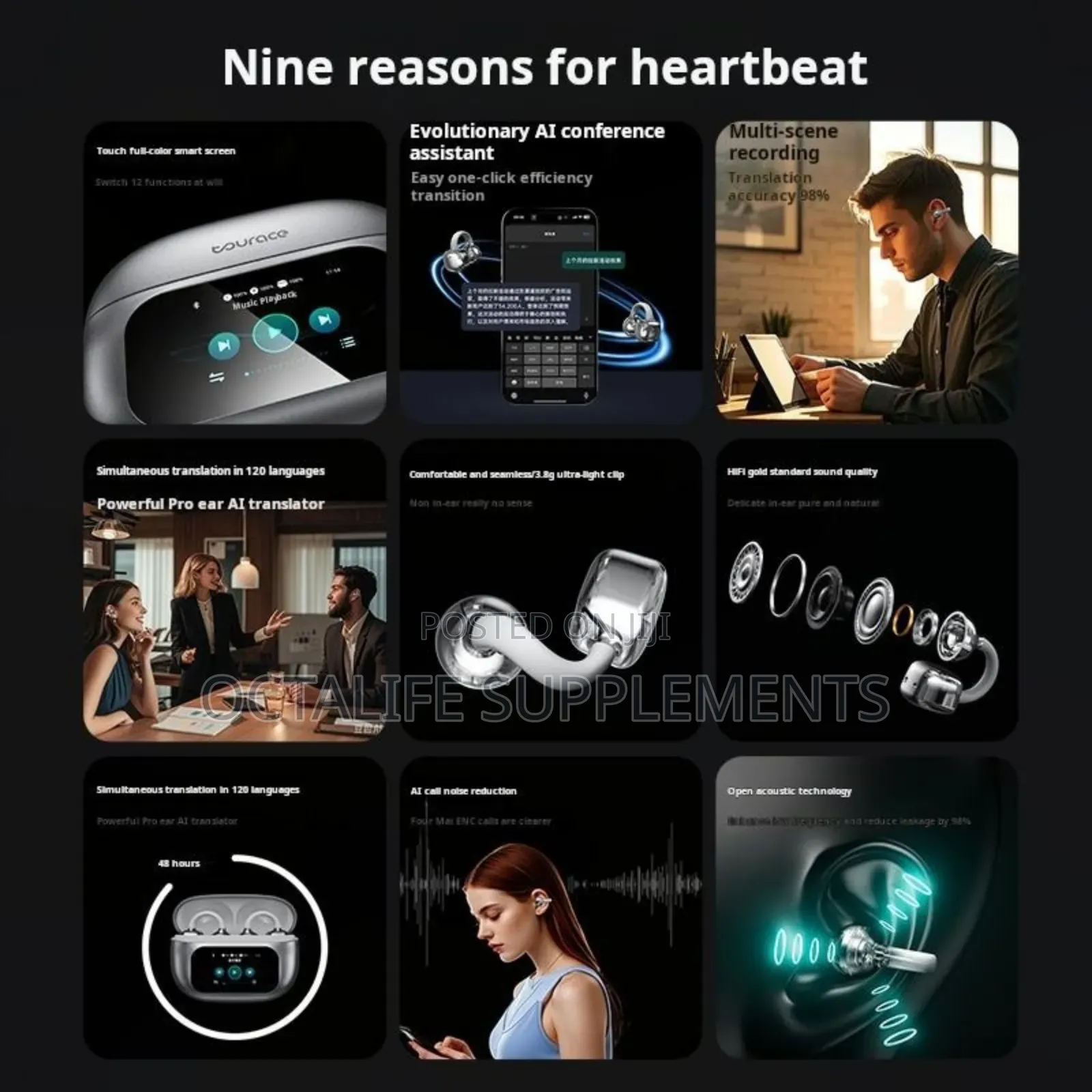 Ear Clip Wireless Ai Hifi Stereo Digital Headphones