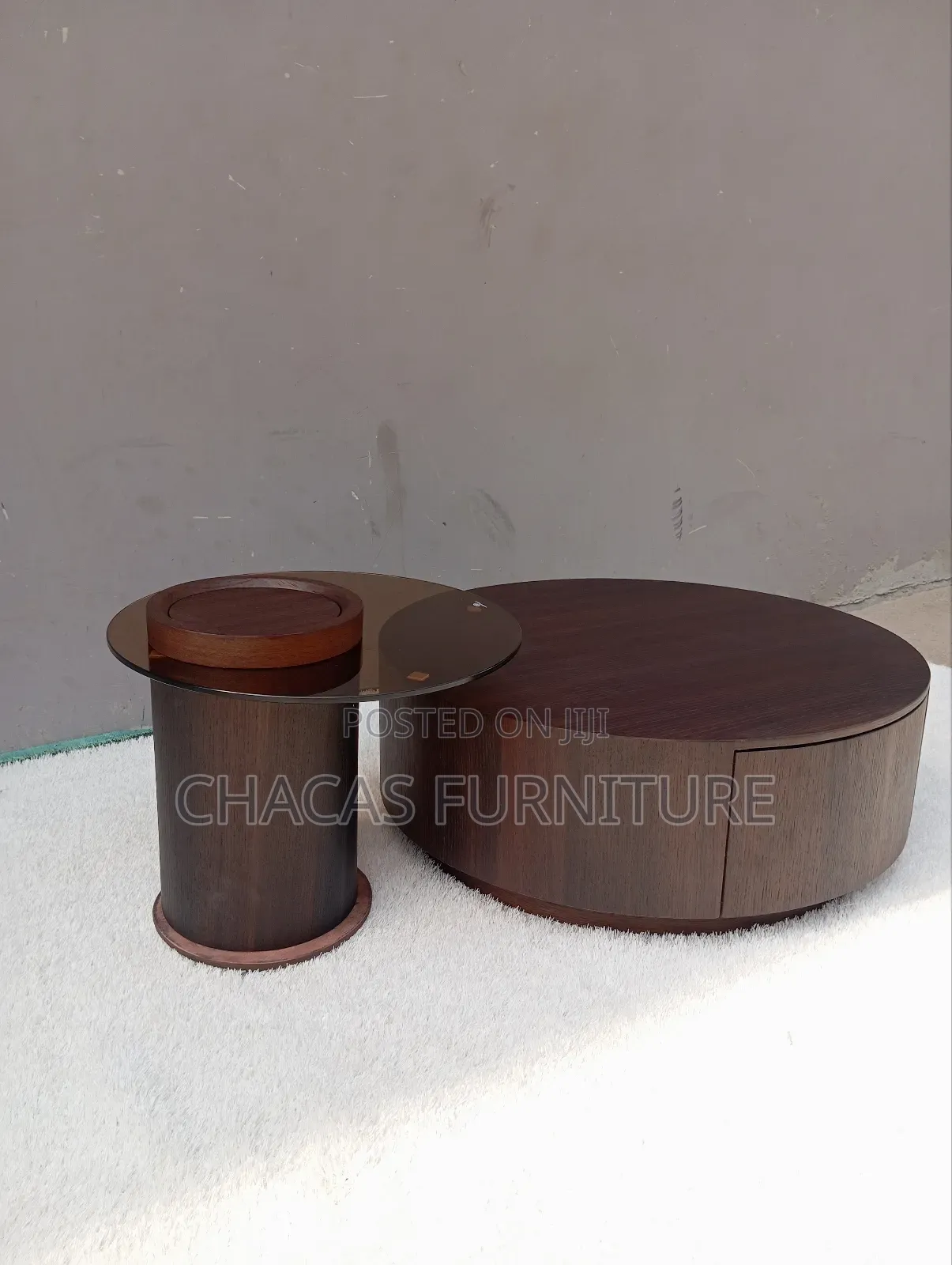 Luxury 2-in-1 Nested Coffee Table - Modern Wood Glass Center Table
