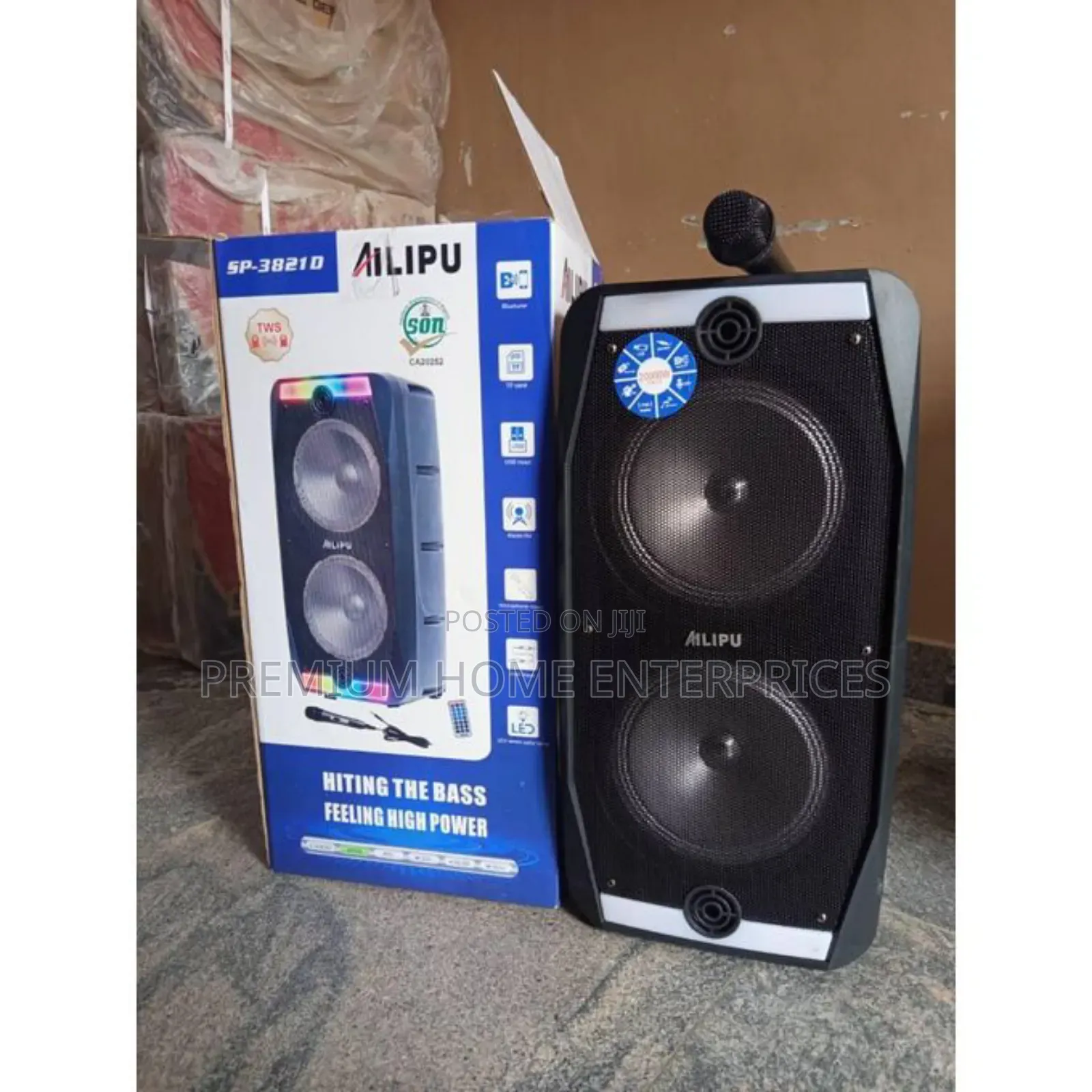 Ailipu Rechargeable Portable Box Speaker With 1 Wire Mic and Remote
