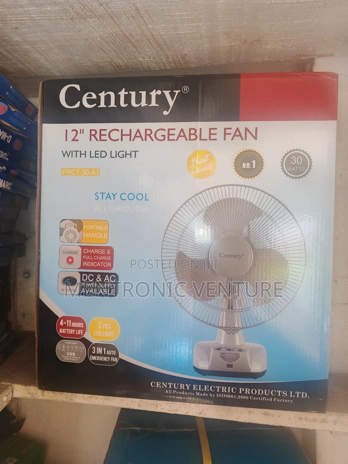 Century Rechargeable Table Fan