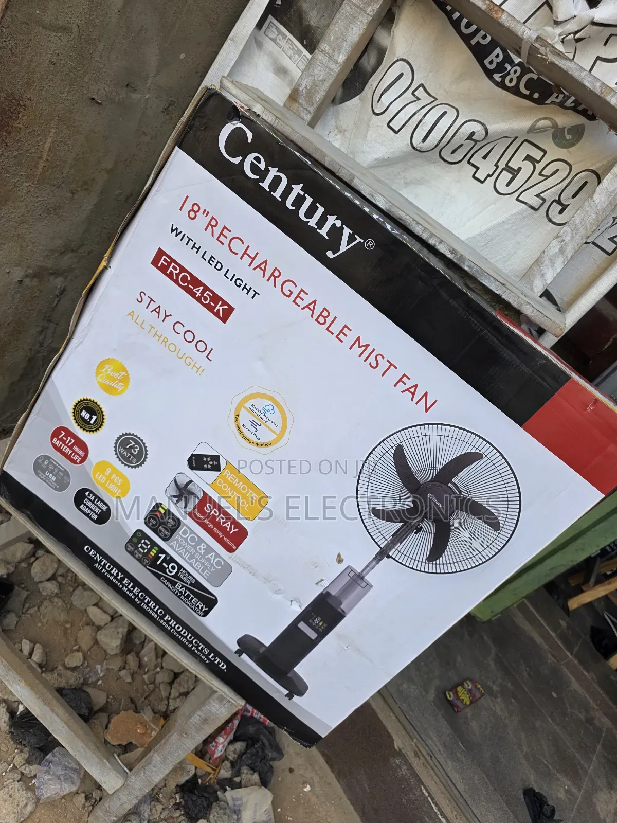 Century 18inch Rechargeable Standing Mist Fan