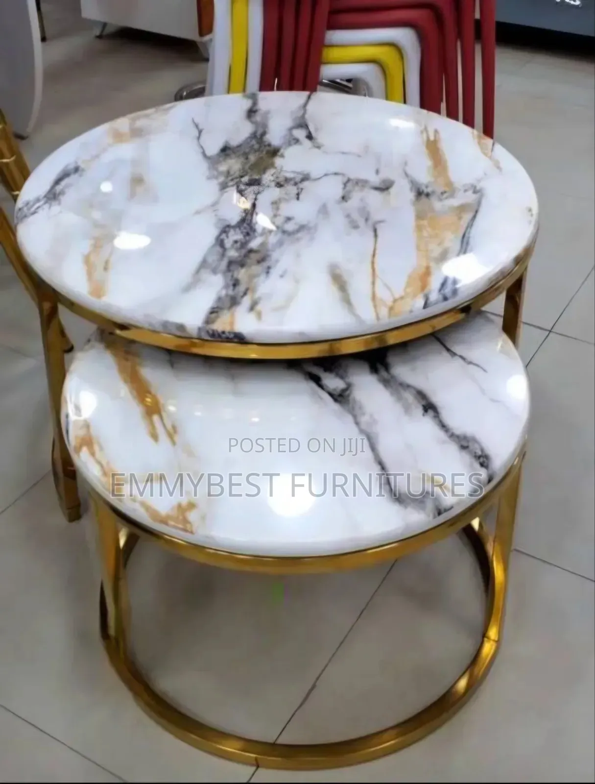 Marble Top Center Table Set,  2 In 1.