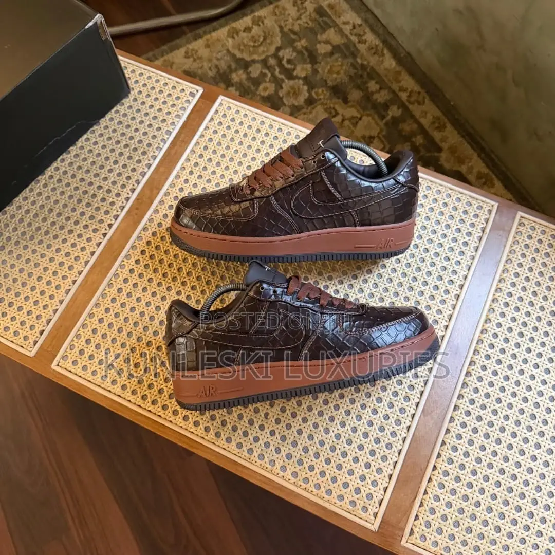 Original Nike Air Force 1 Low Textured Croc/Fauna Brown Sneakers