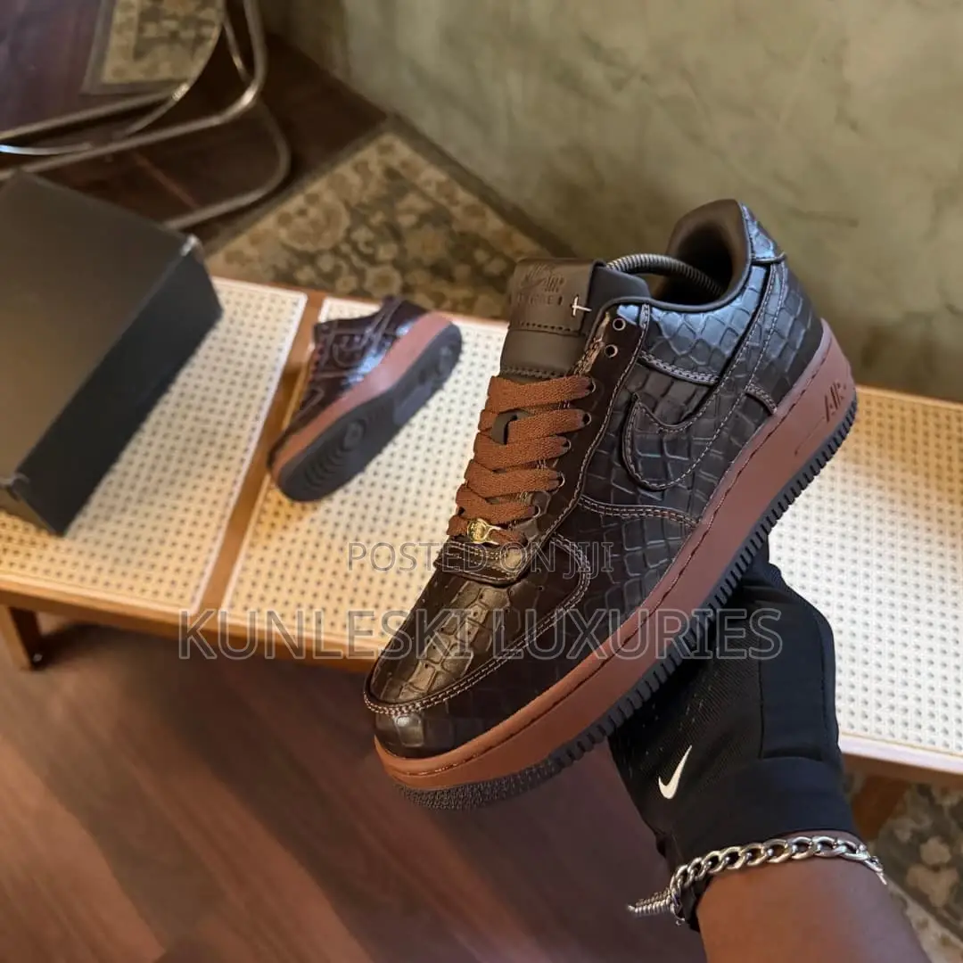 Original Nike Air Force 1 Low Textured Croc/Fauna Brown Sneakers