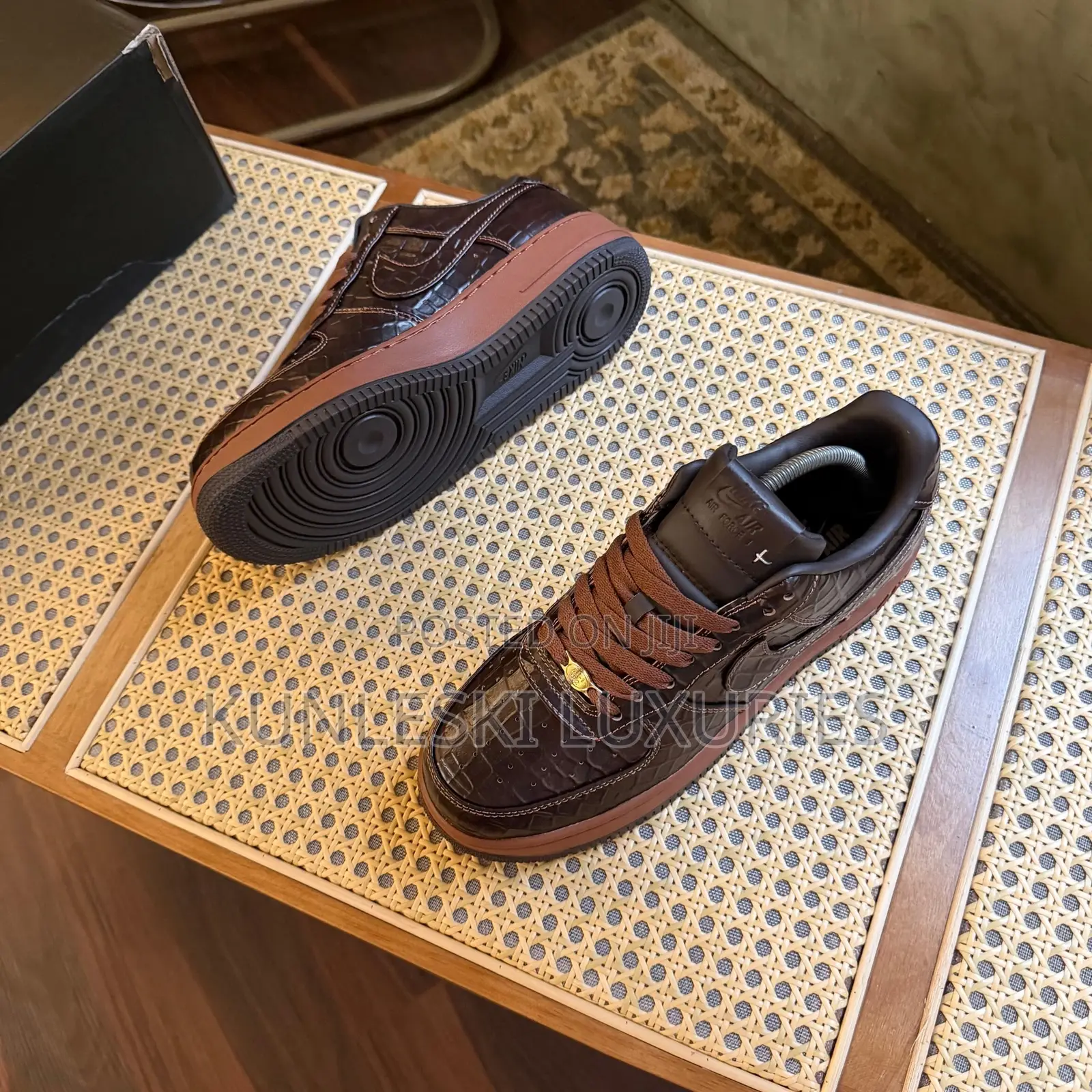 Original Nike Air Force 1 Low Textured Croc/Fauna Brown Sneakers