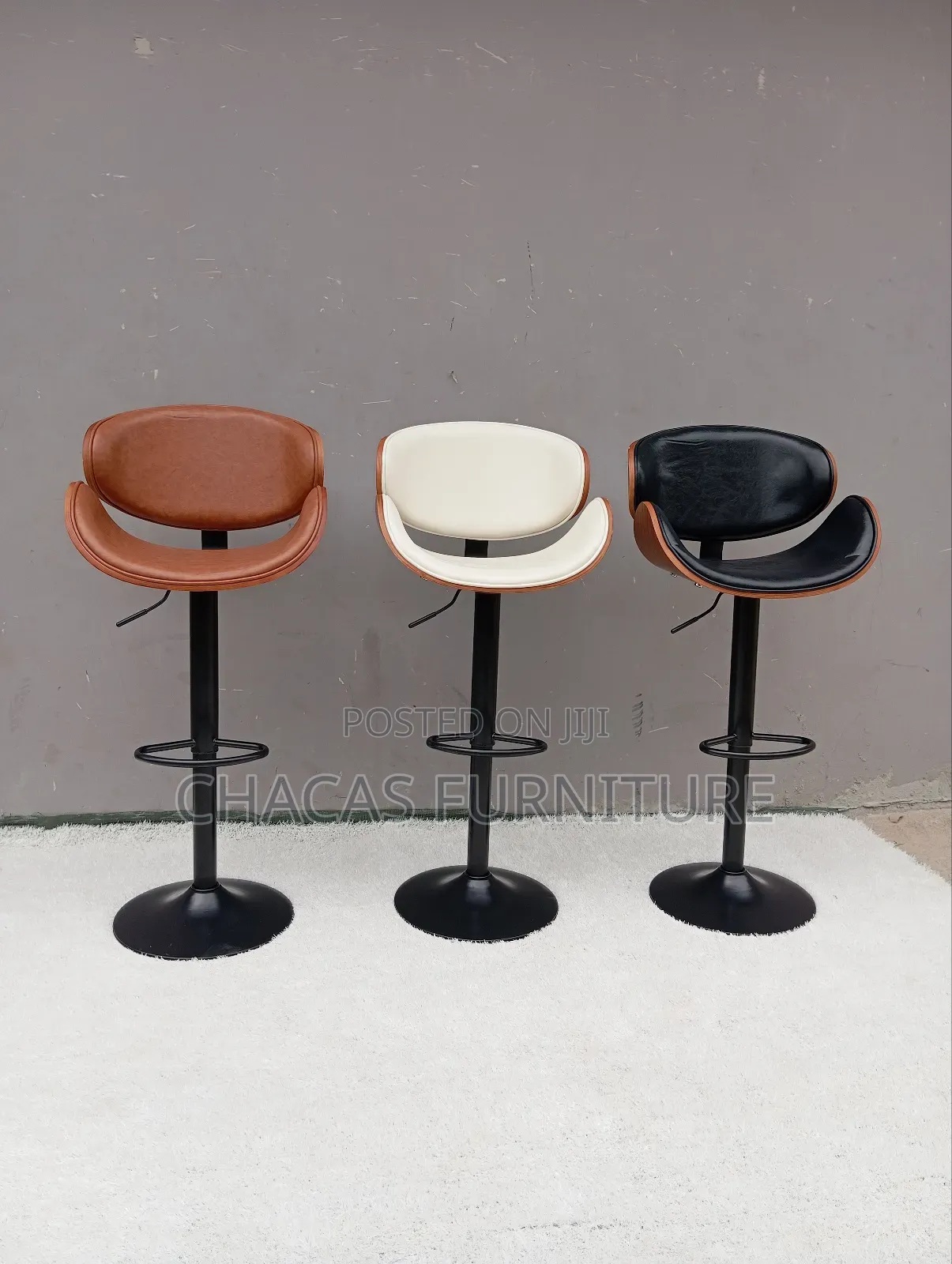 Luxury Adjustable Swivel Bar Stools - Premium Wood Leather
