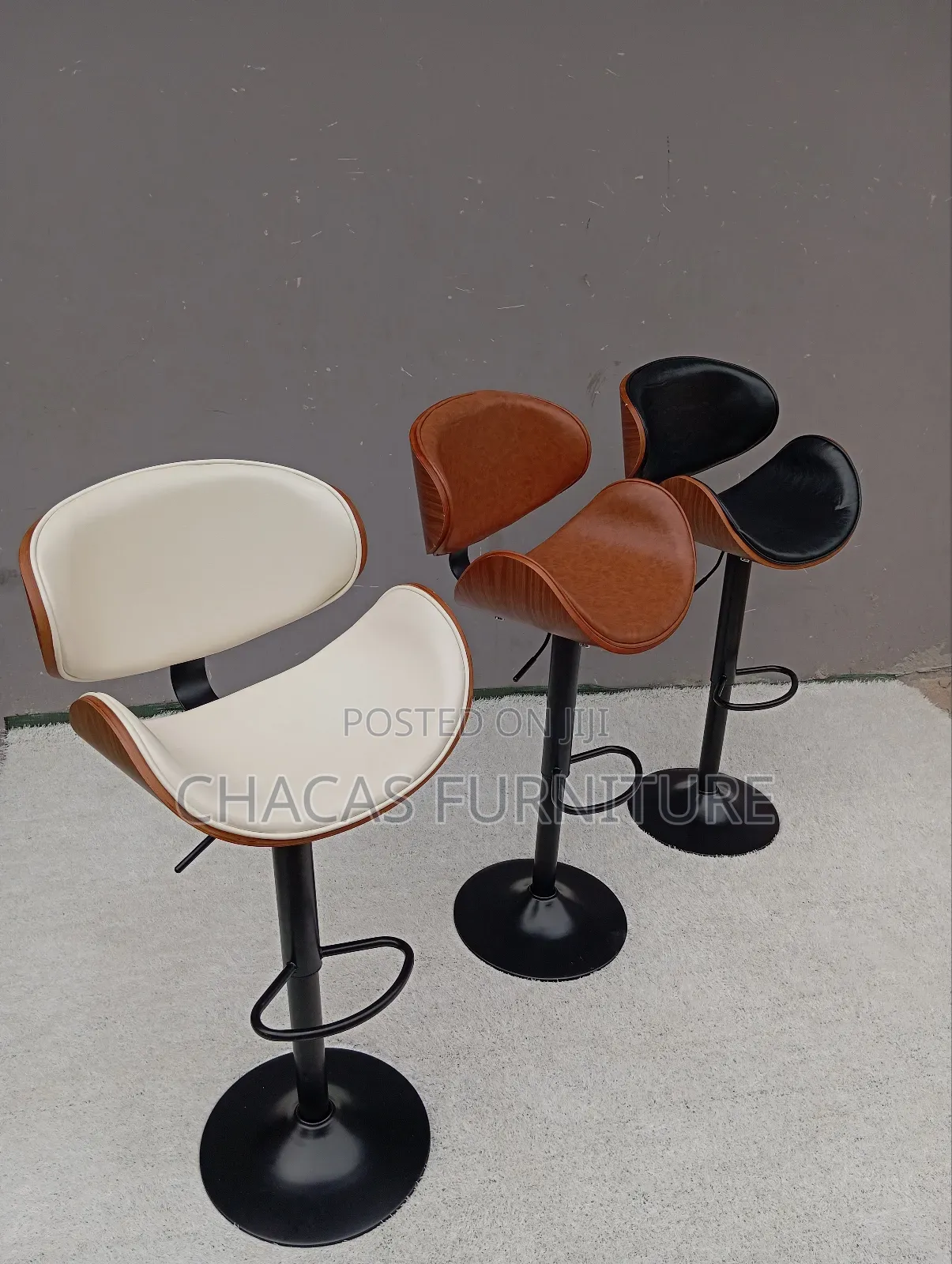 Luxury Adjustable Swivel Bar Stools - Premium Wood Leather