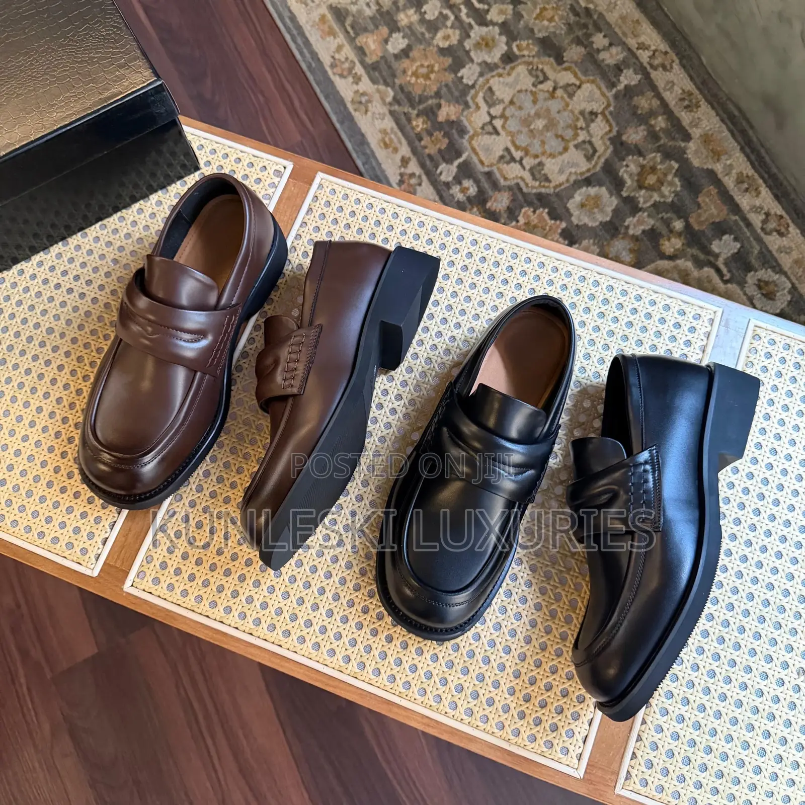 Original Bold Cut-out Bridge Black & Brown Loafers Shoes For Men