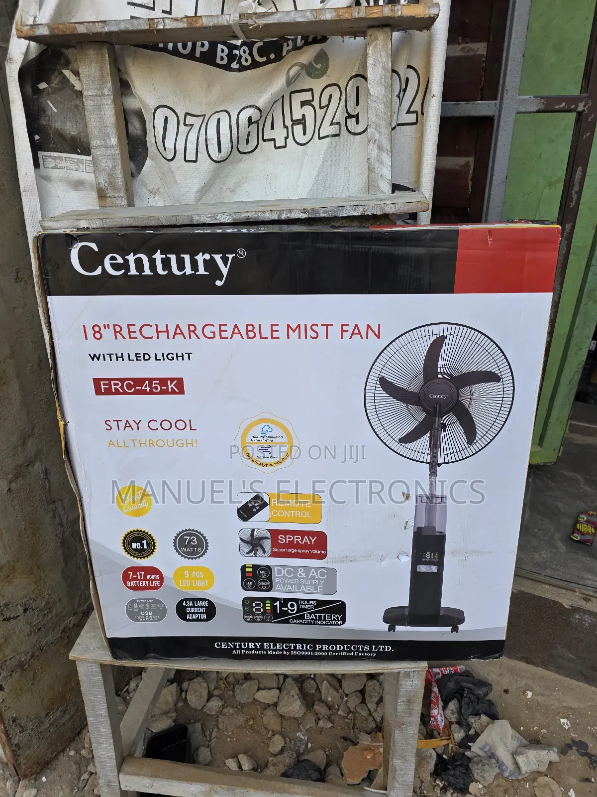 Century Rechargeable Standing Mist Fan 18inch