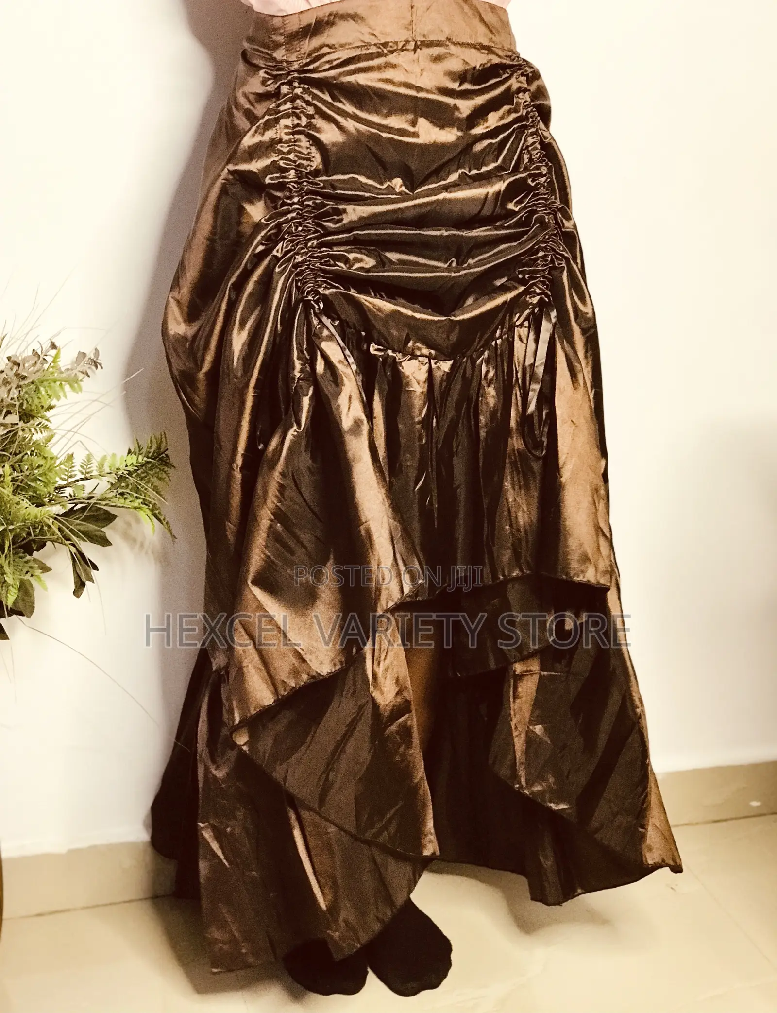 Elegant Satin Brown Skirt With Drawstring – Stylish Classy