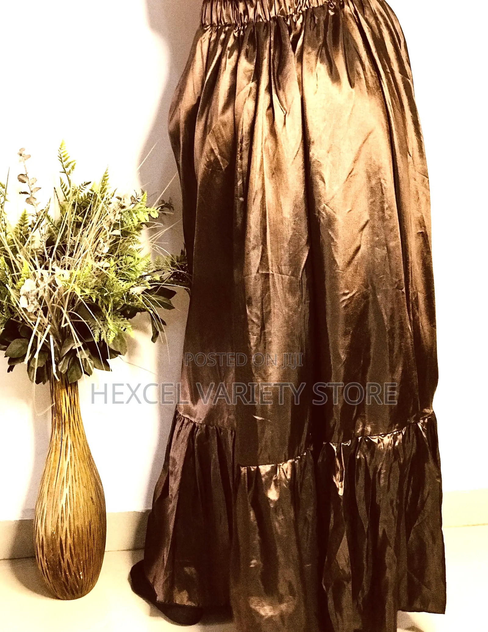 Elegant Satin Brown Skirt With Drawstring – Stylish Classy