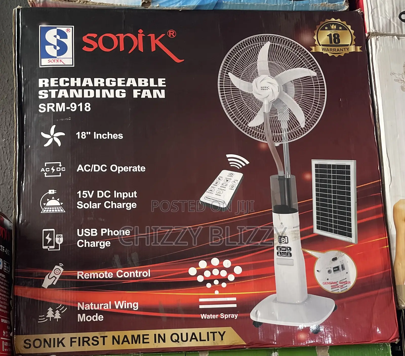 Sonik  Rechargeable Mist Fan With Solar
