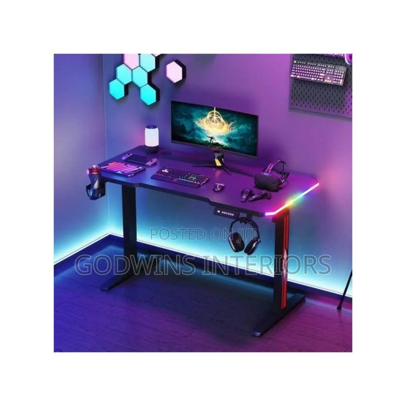 Adjustable Height Desk With Led Light