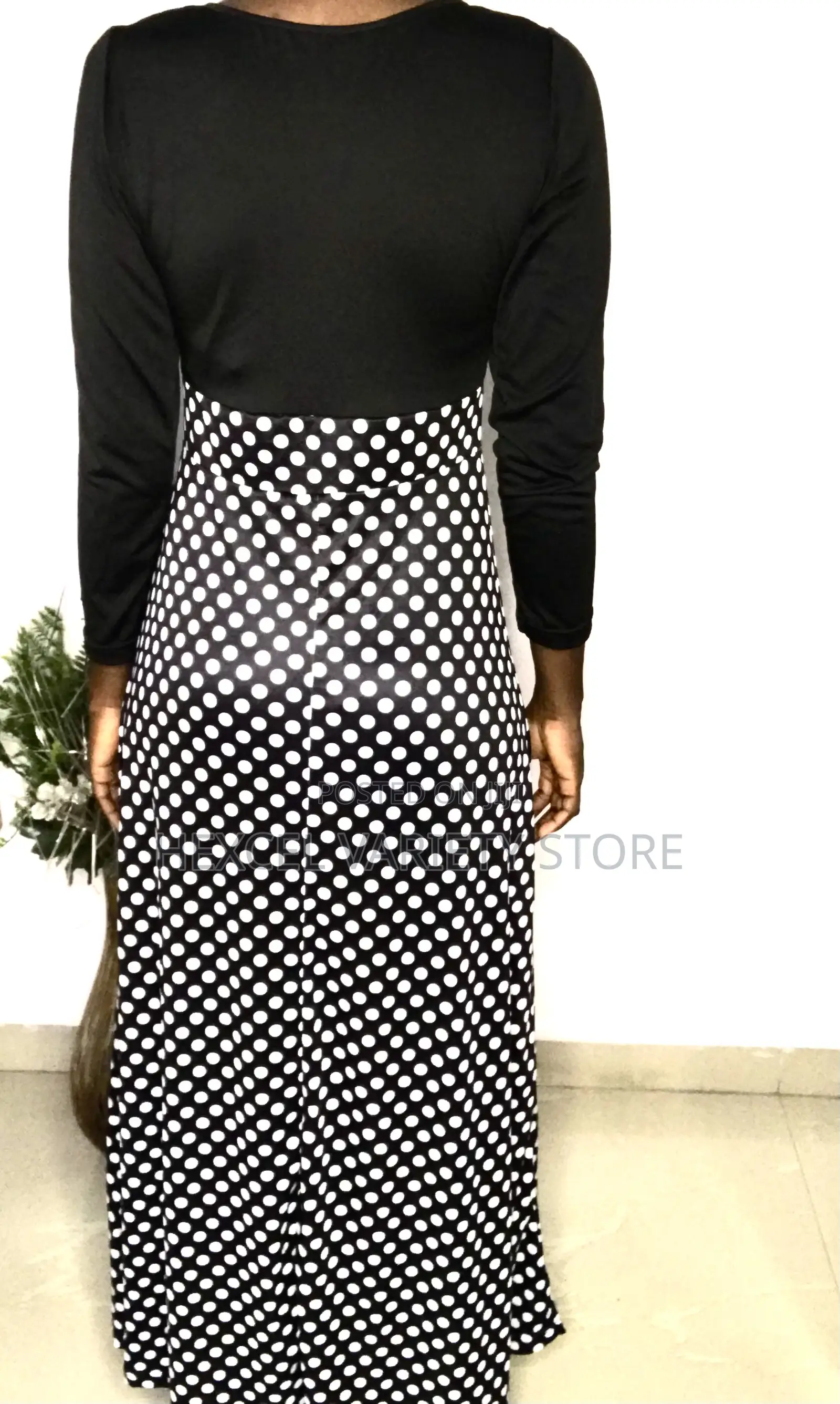 Elegant Black and White Polka Dot Dress Sale